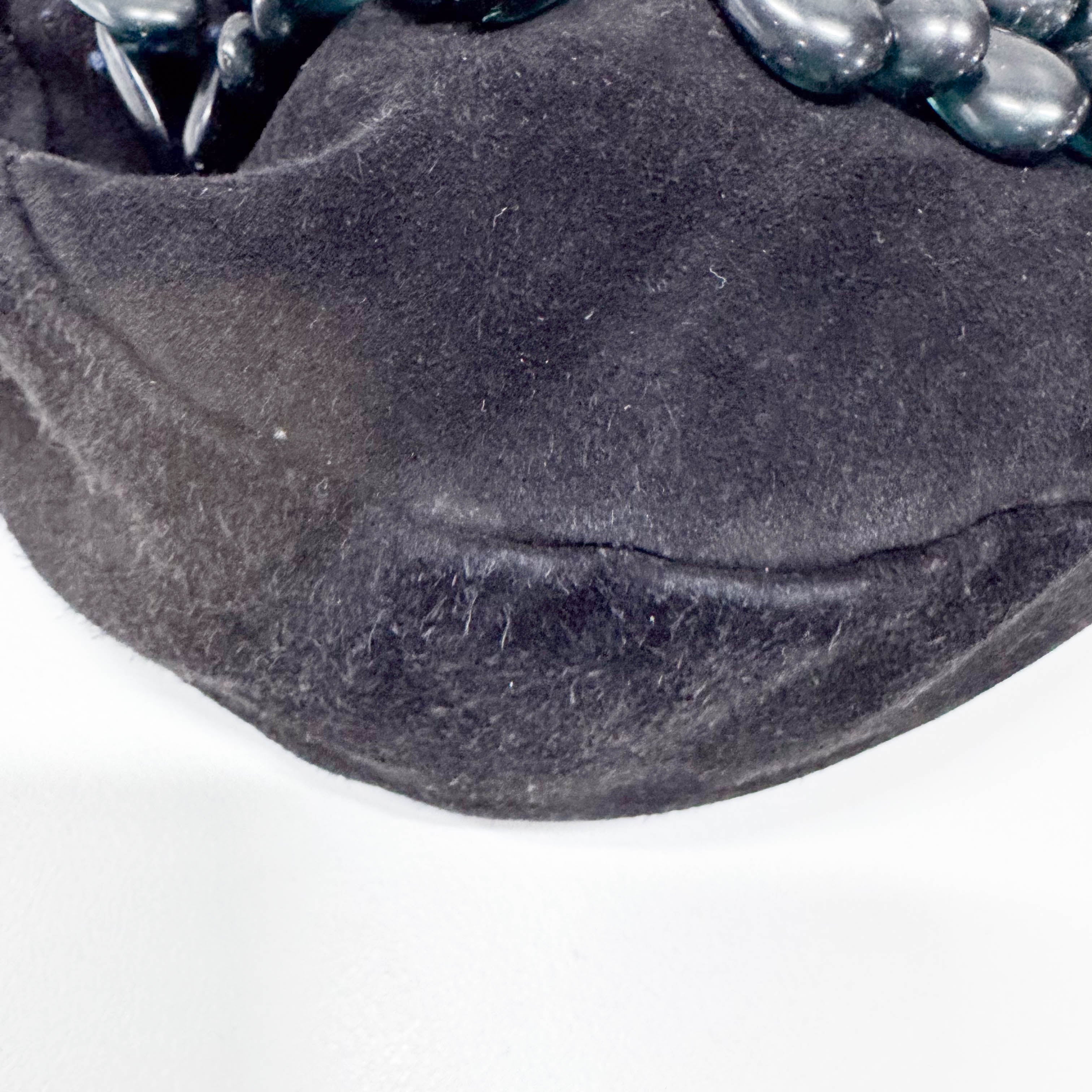 Black Suede Beaded Shoulder Bag