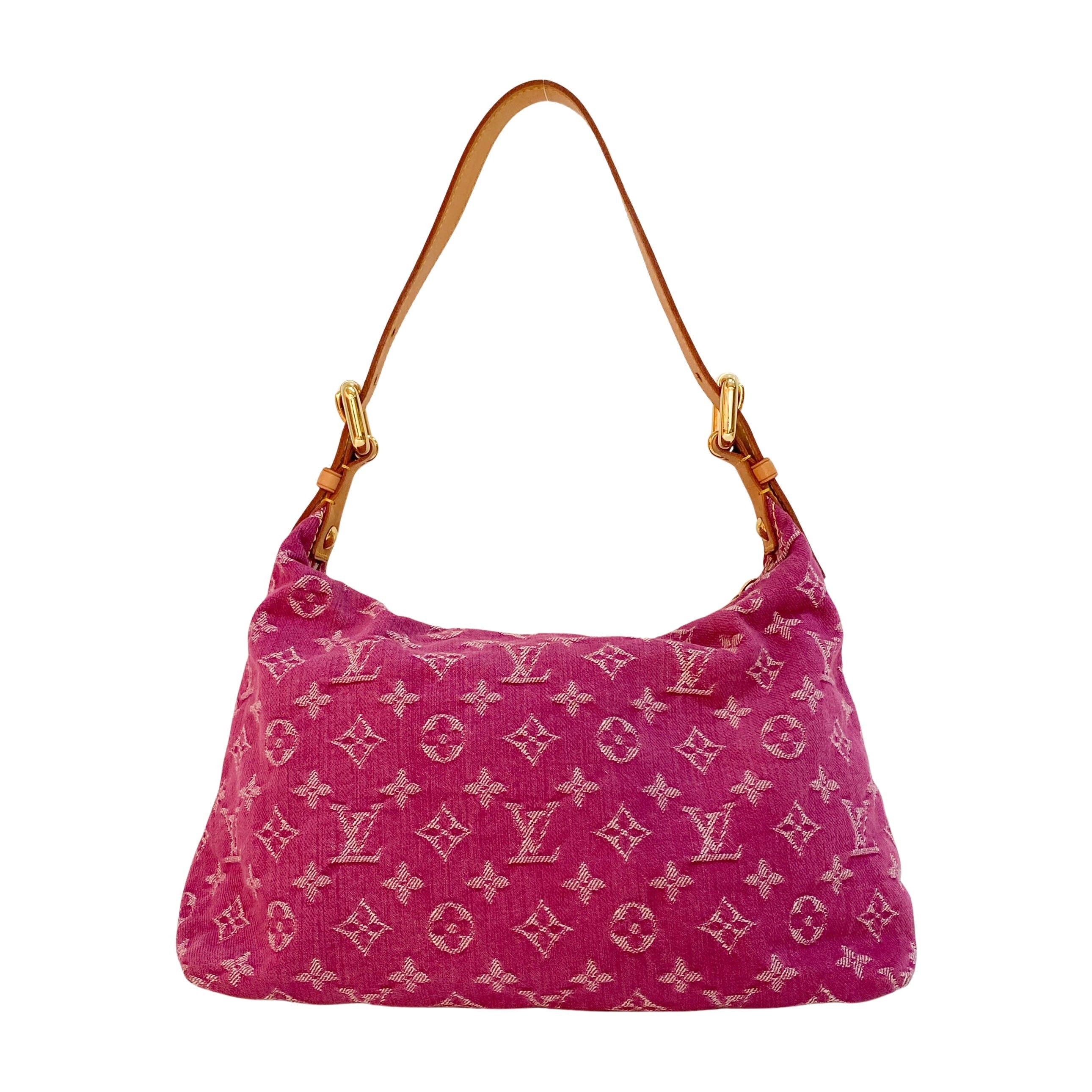 Baggy Monogram Pink Denim Shoulder Bag