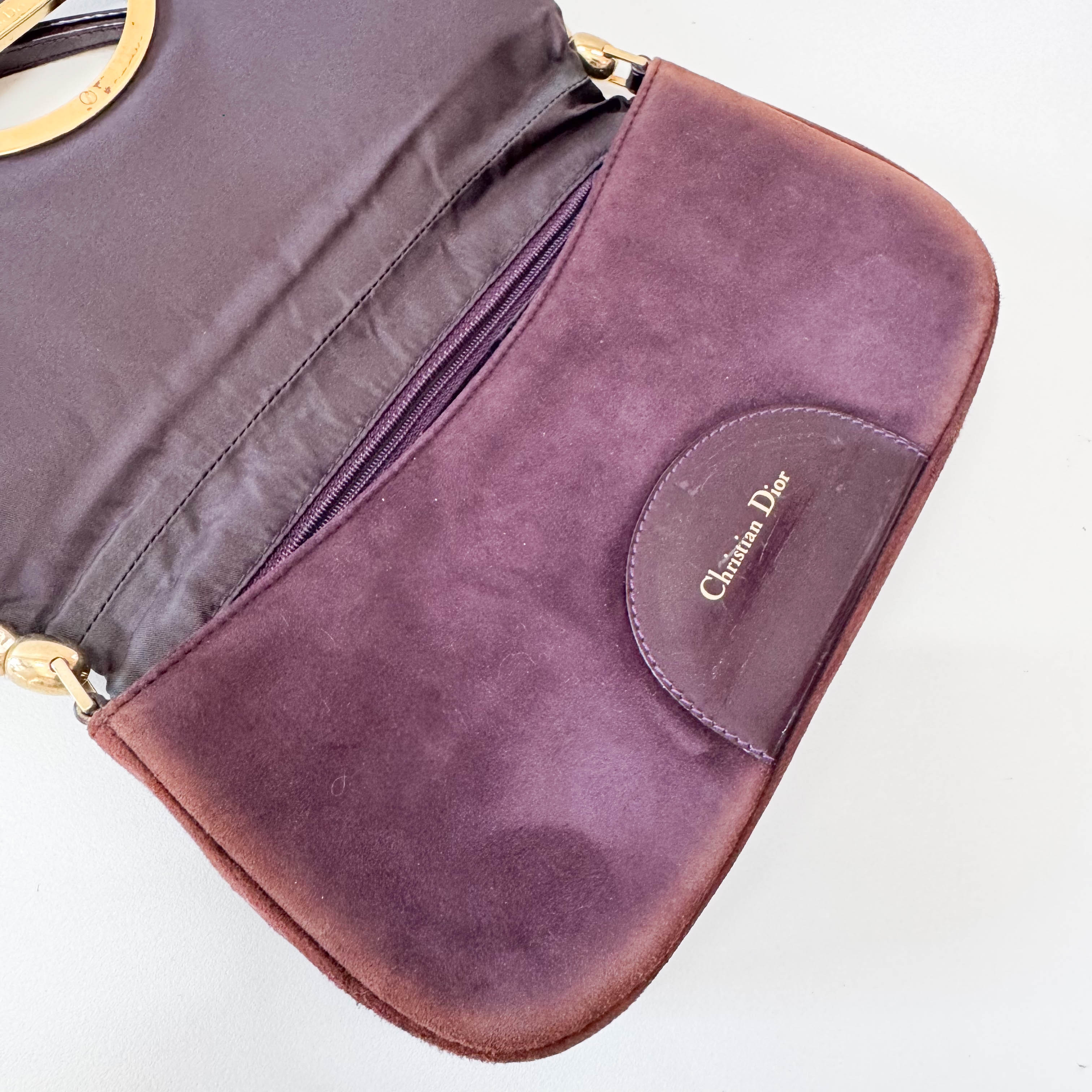 Malice Pearl Brown Suede Shoulder Bag