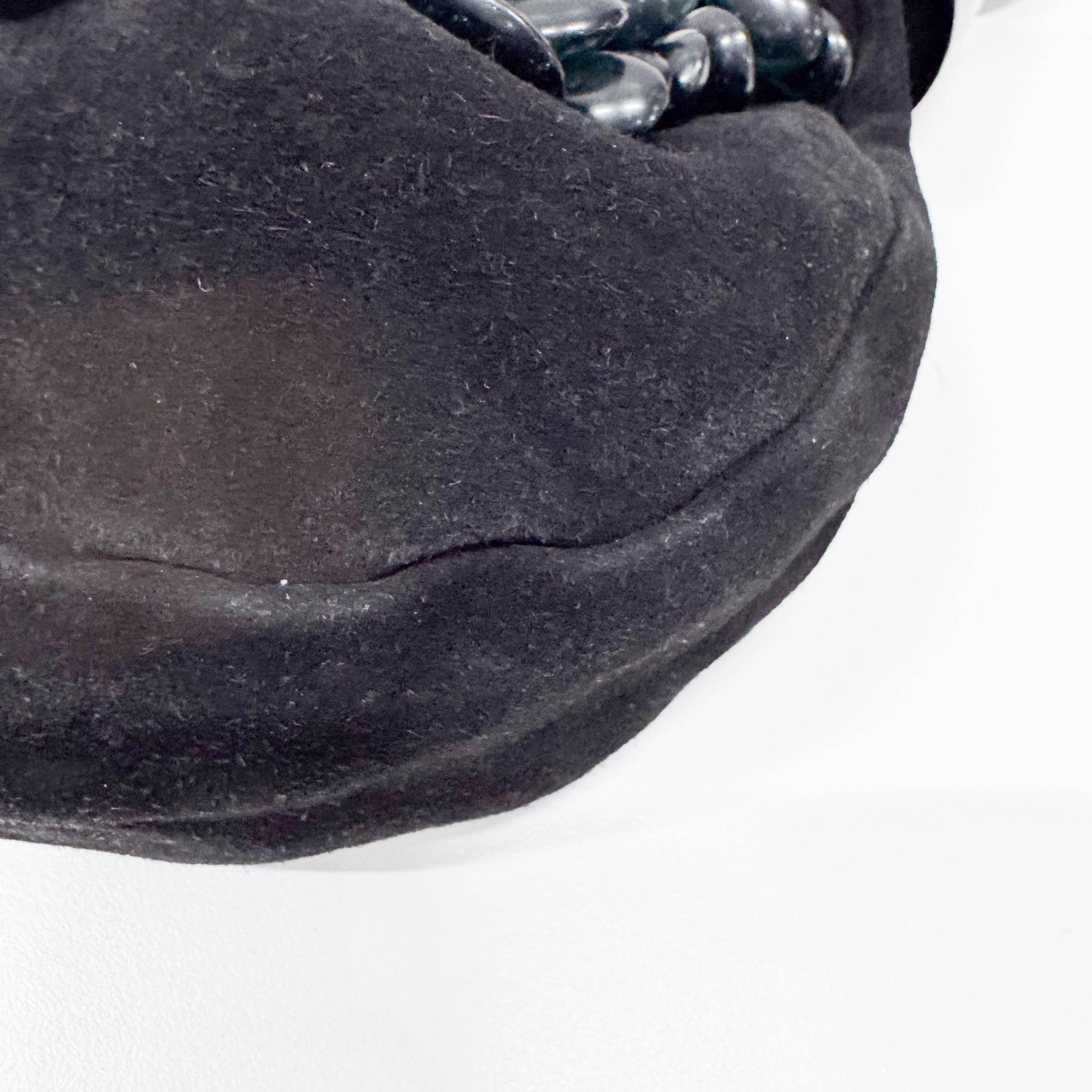 Black Suede Beaded Shoulder Bag