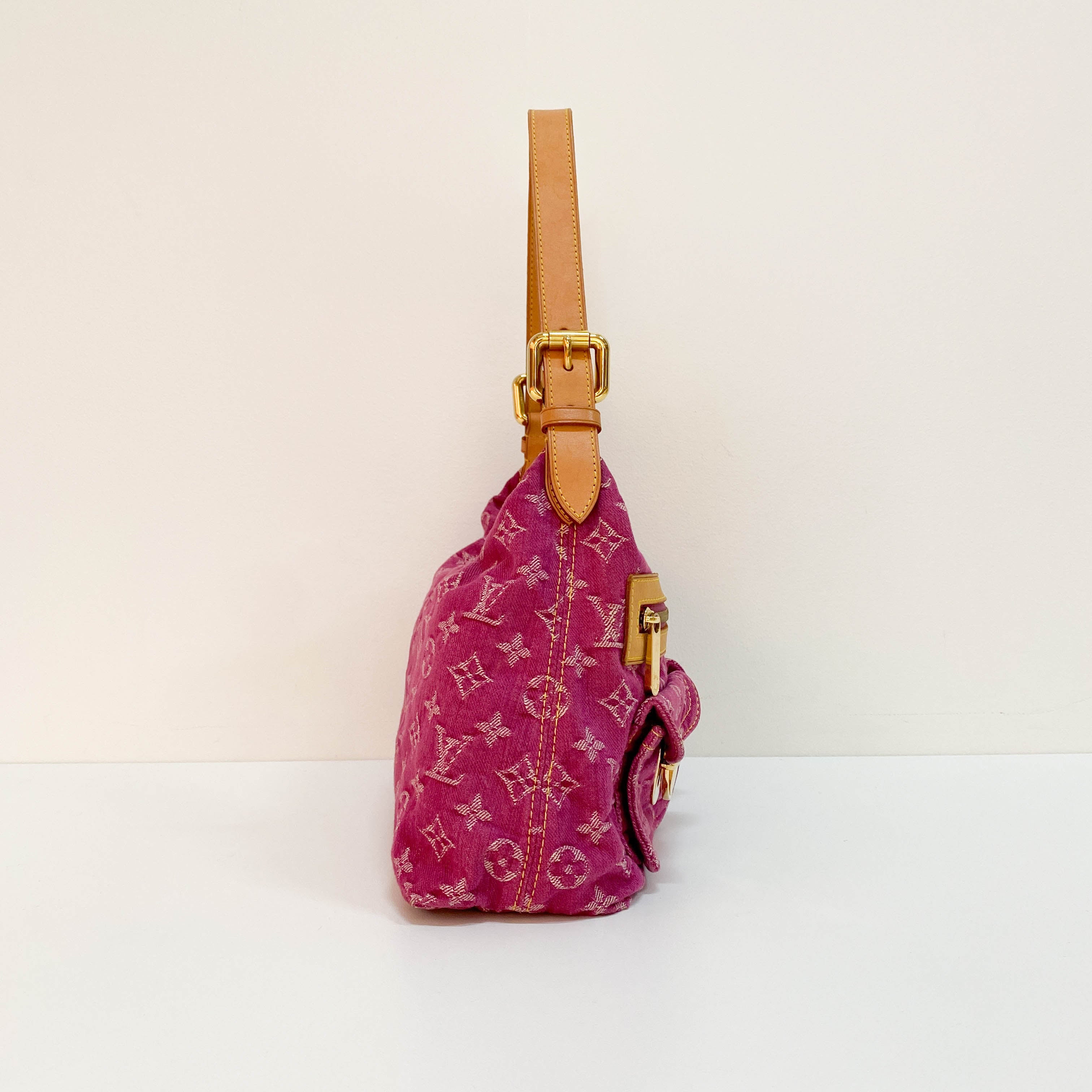 Baggy Monogram Pink Denim Shoulder Bag