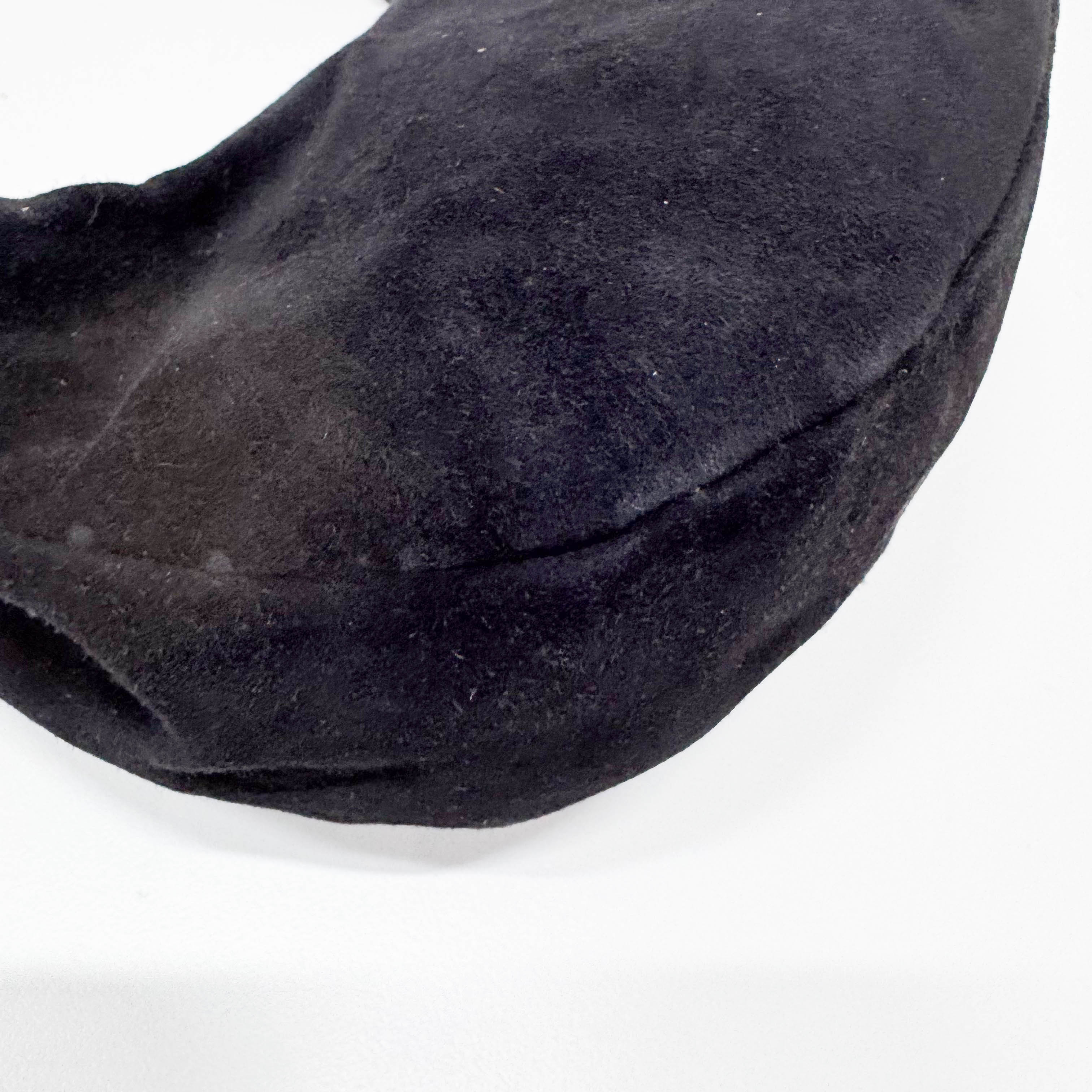 Black Suede Beaded Shoulder Bag