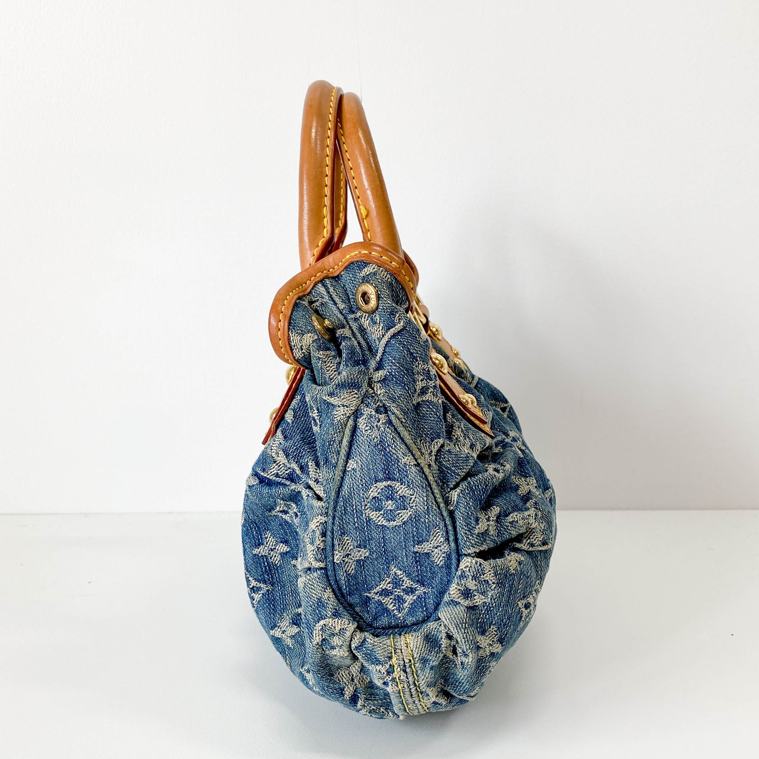 Blue Denim Monogram Pleaty Handbag