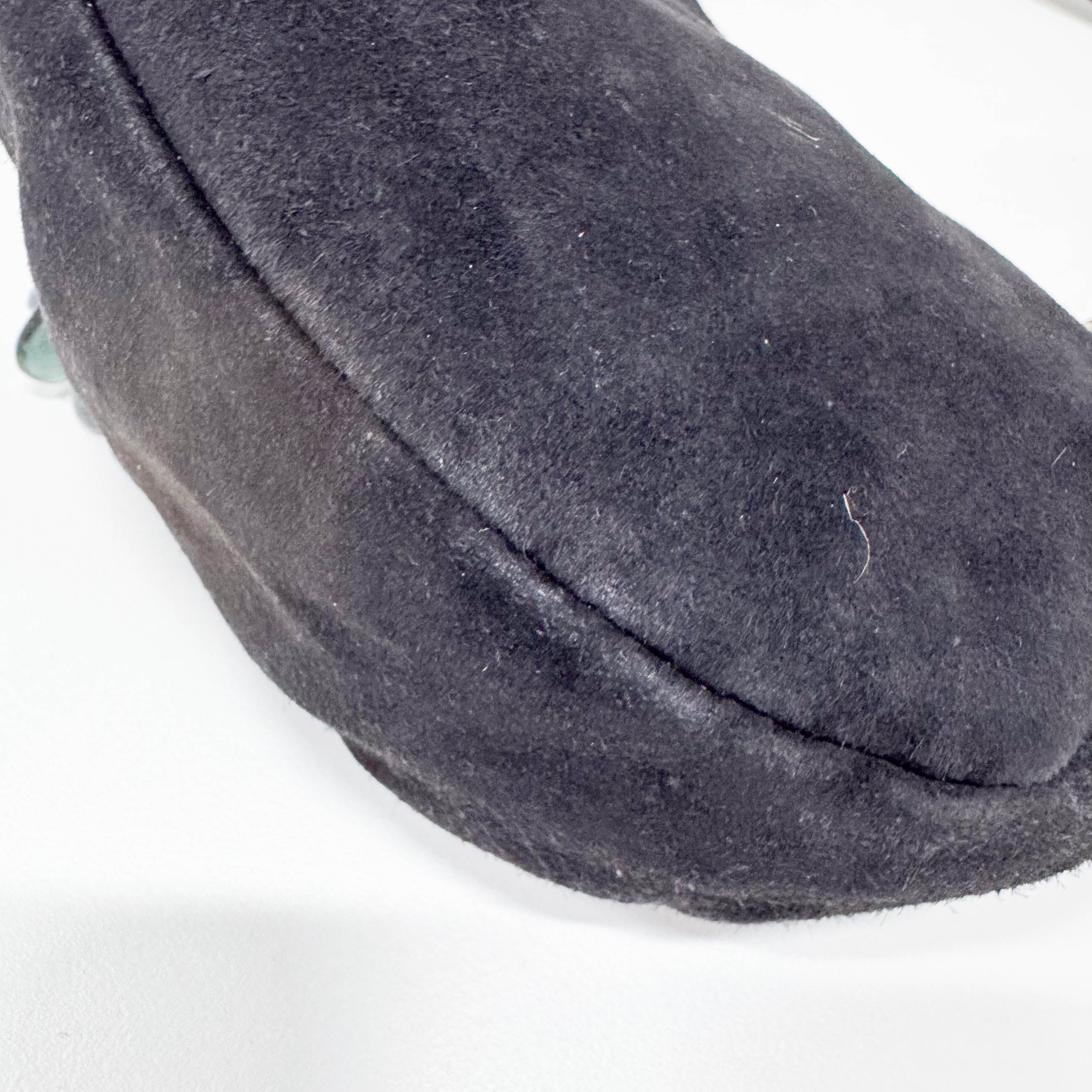 Black Suede Beaded Shoulder Bag