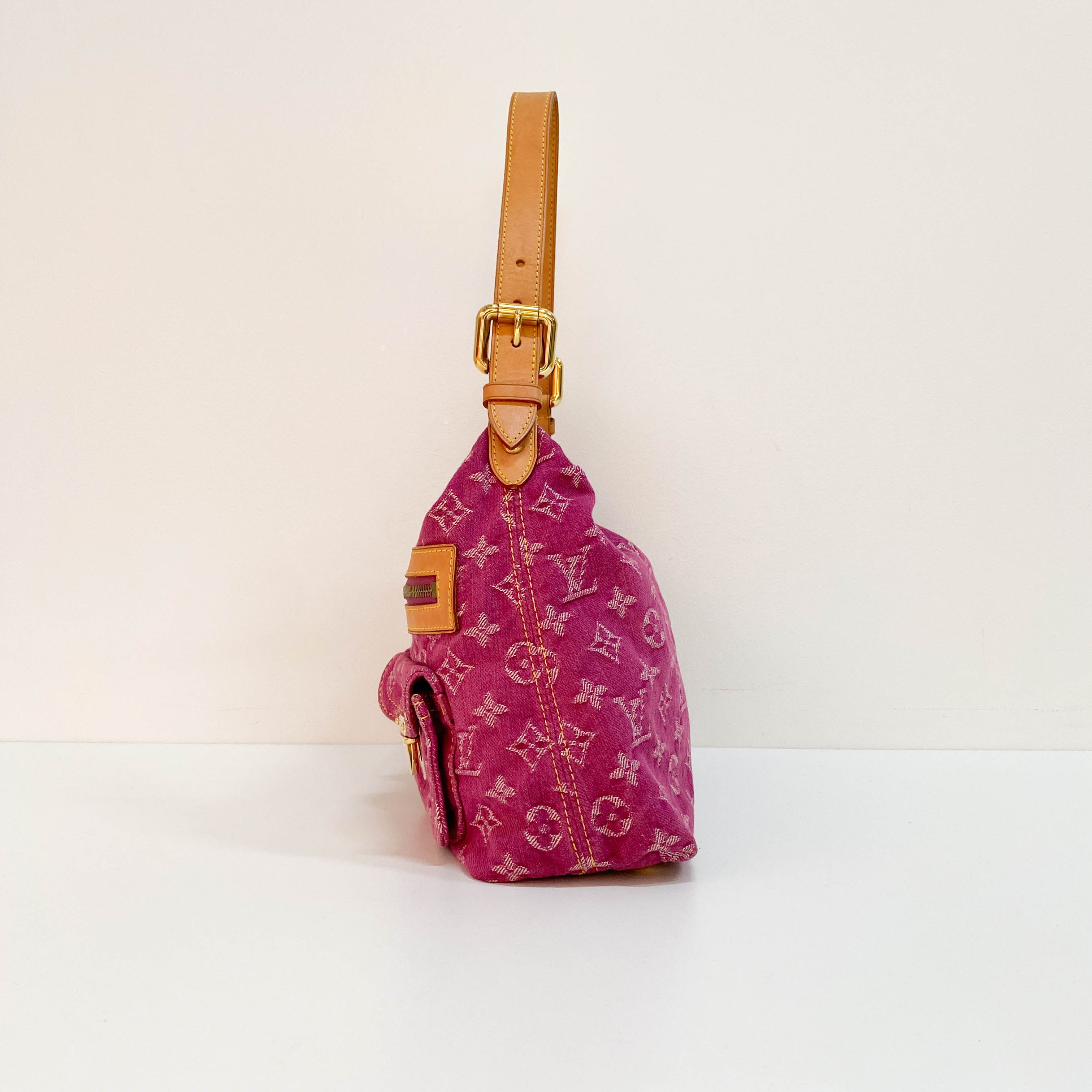 Baggy Monogram Pink Denim Shoulder Bag