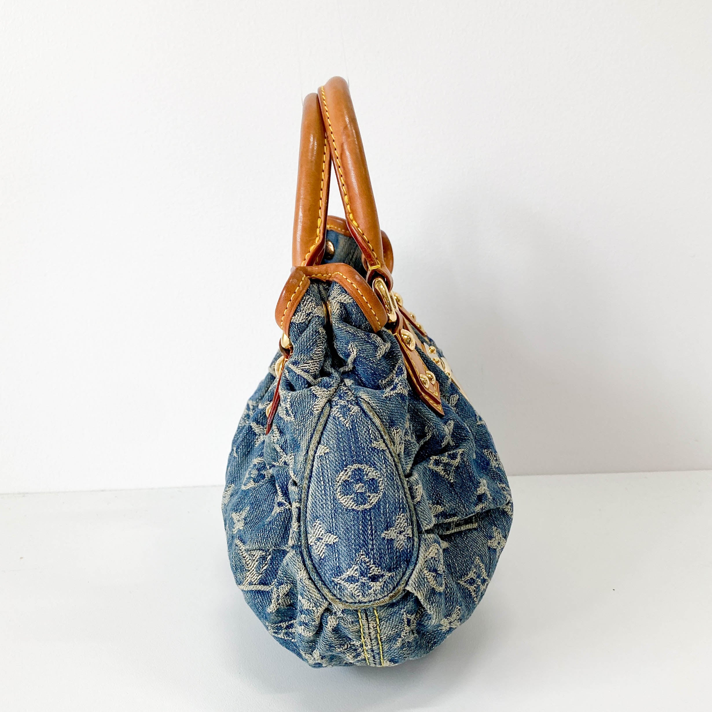 Blue Denim Monogram Pleaty Handbag