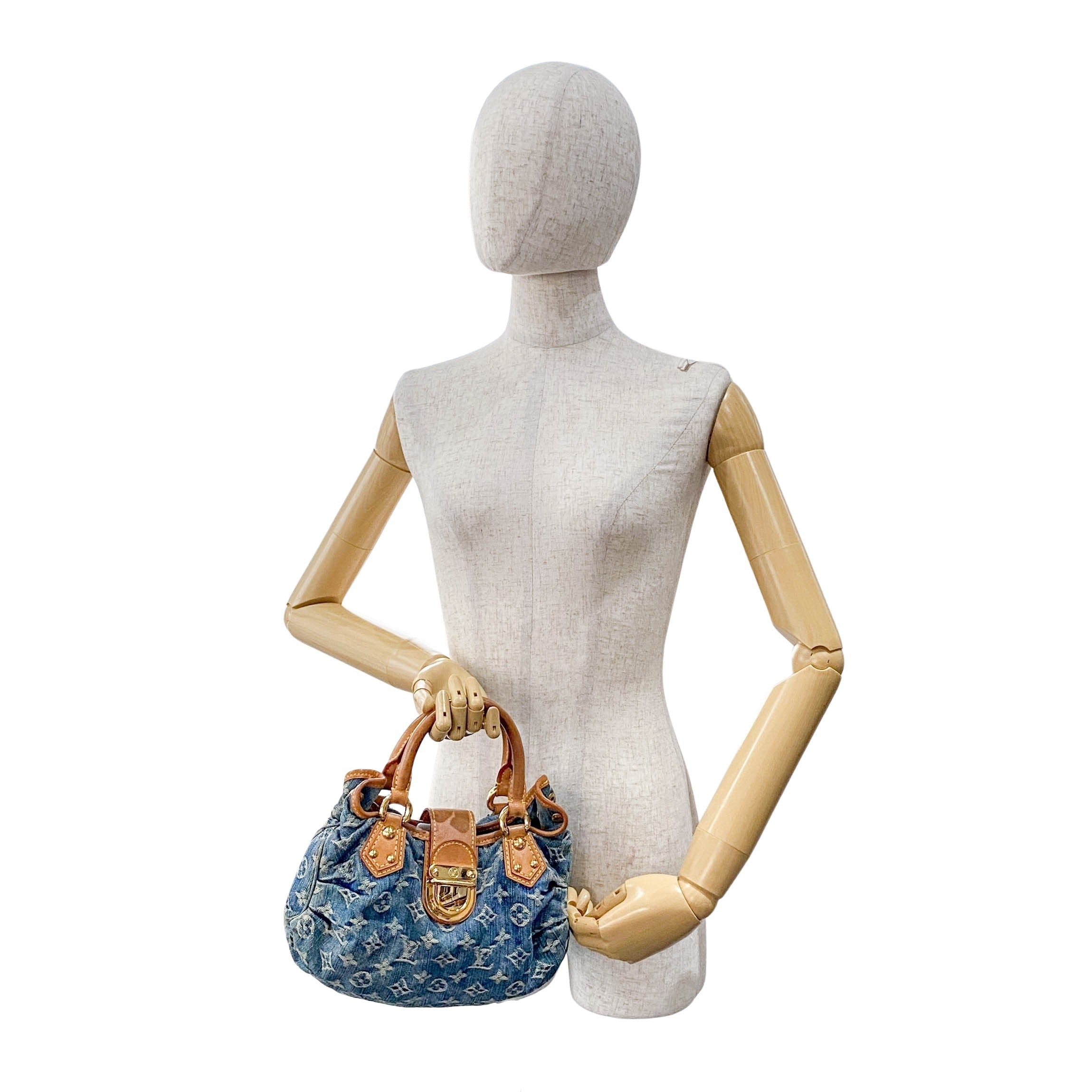 Blue Denim Monogram Pleaty Handbag