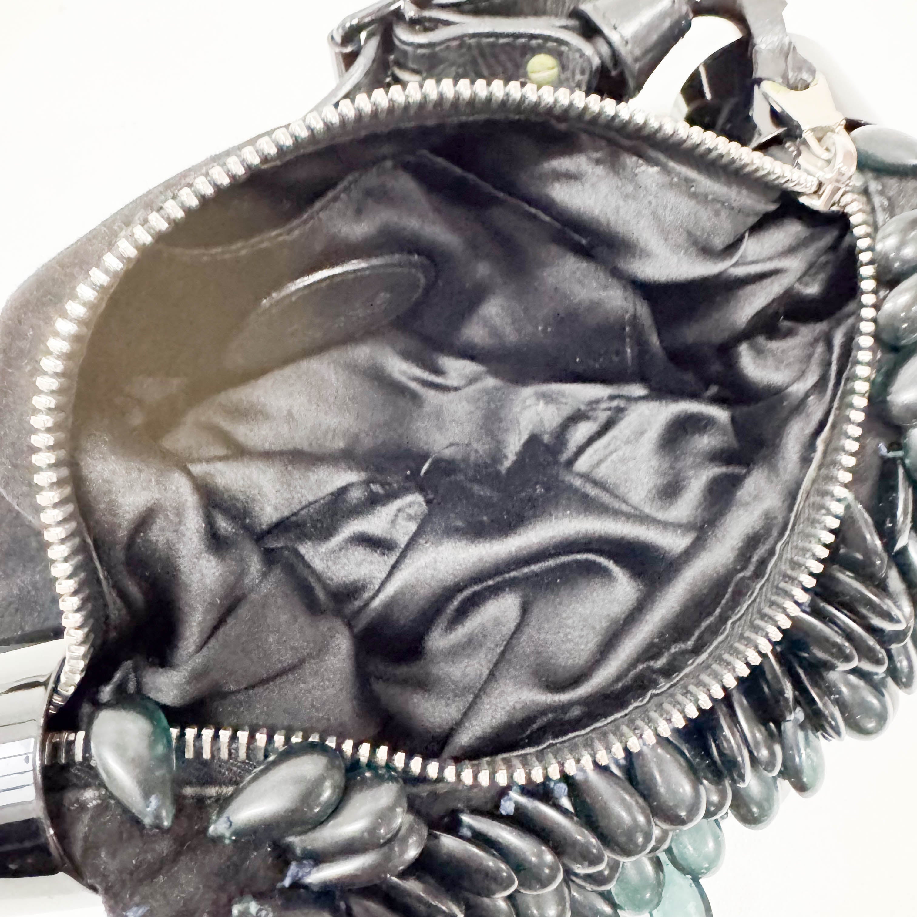 Black Suede Beaded Shoulder Bag