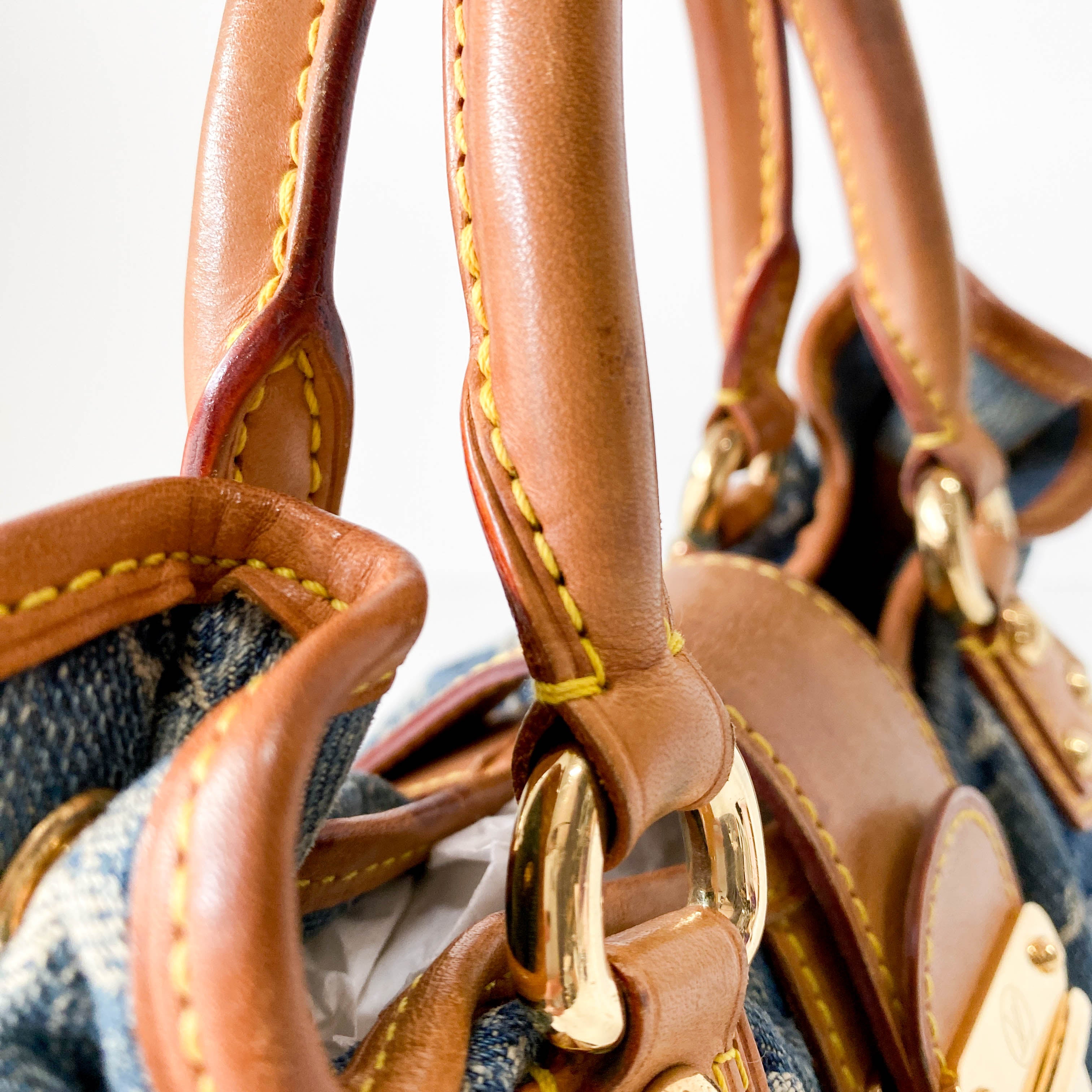 Blue Denim Monogram Pleaty Handbag