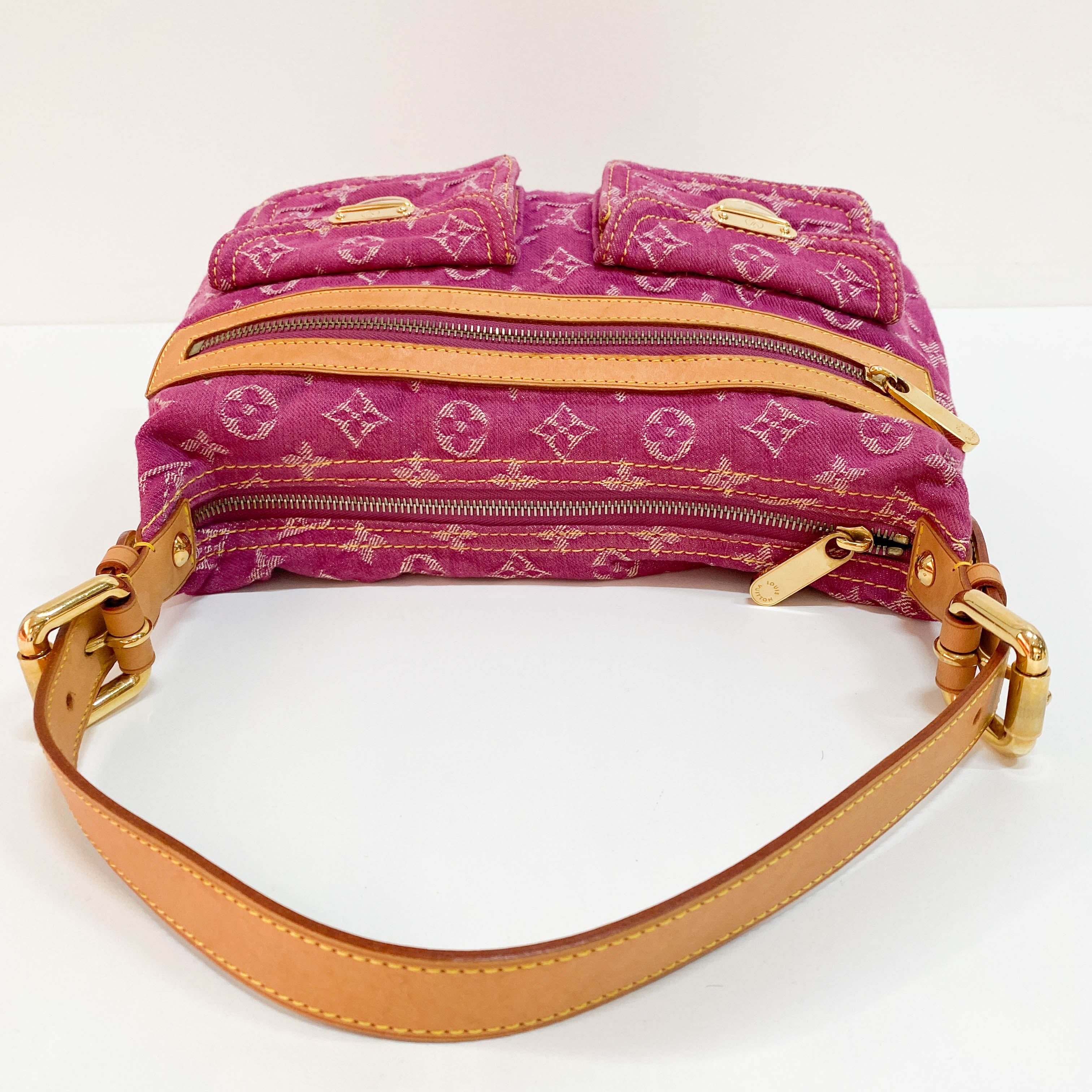 Baggy Monogram Pink Denim Shoulder Bag