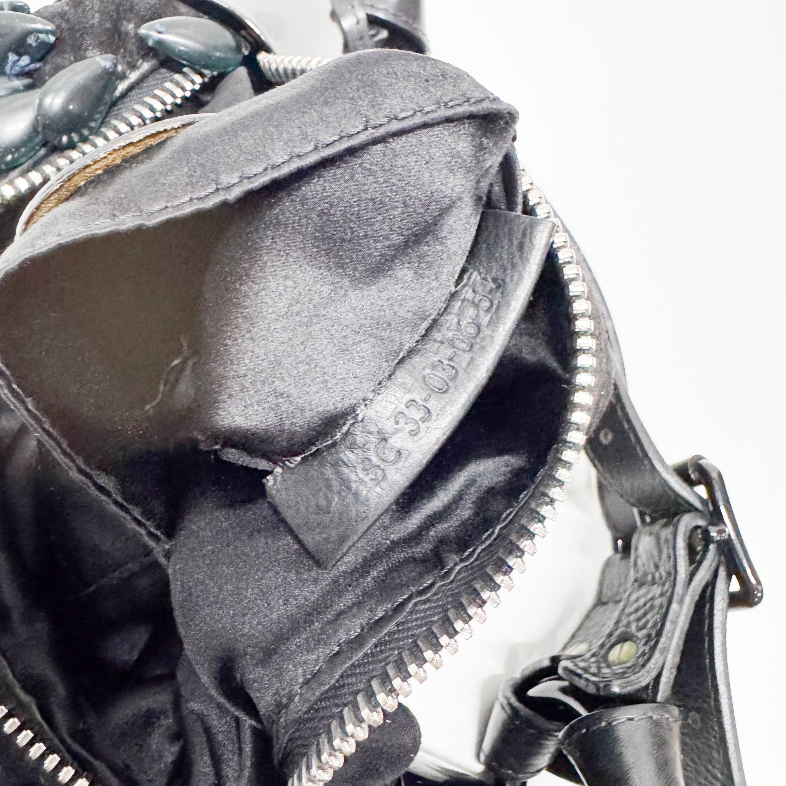 Black Suede Beaded Shoulder Bag