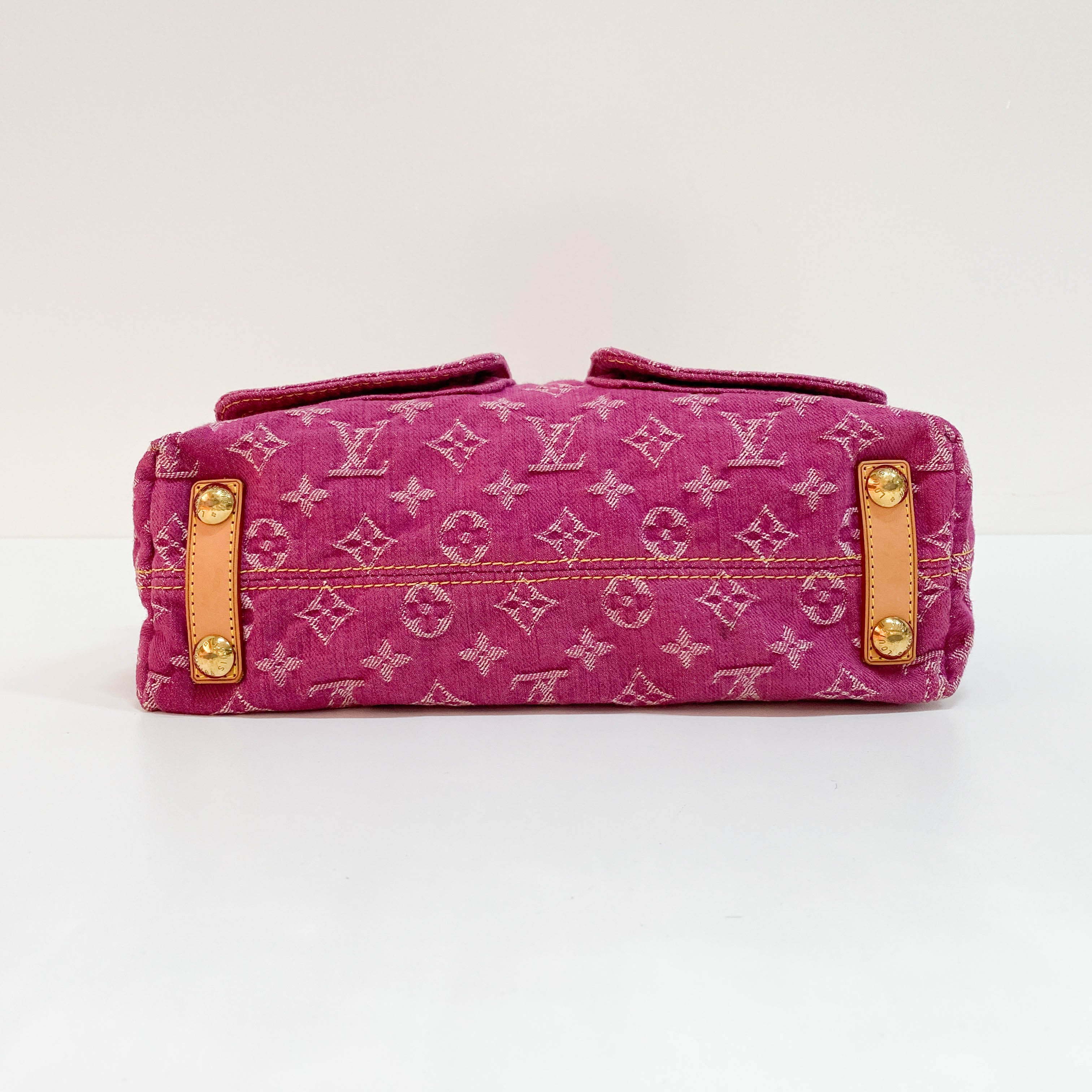 Baggy Monogram Pink Denim Shoulder Bag