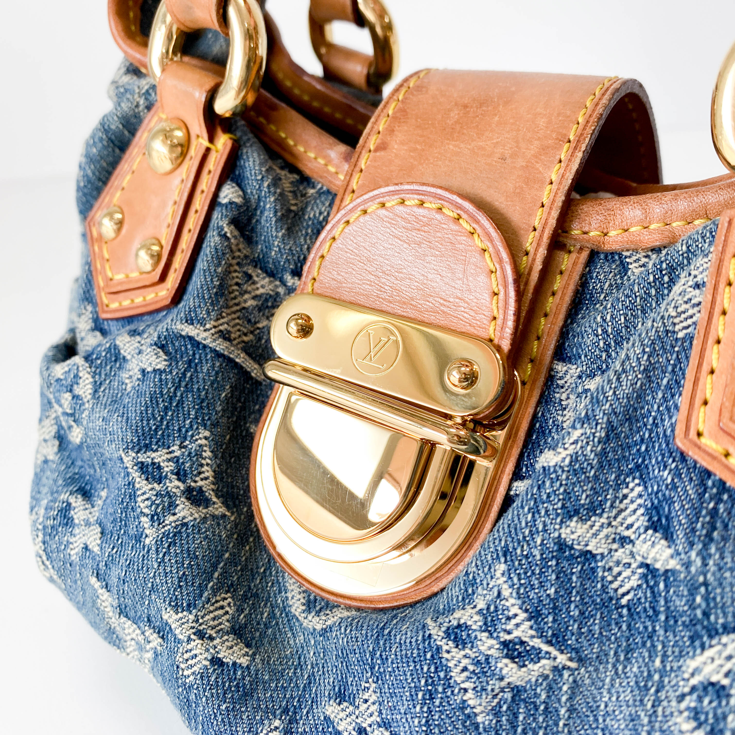 Blue Denim Monogram Pleaty Handbag