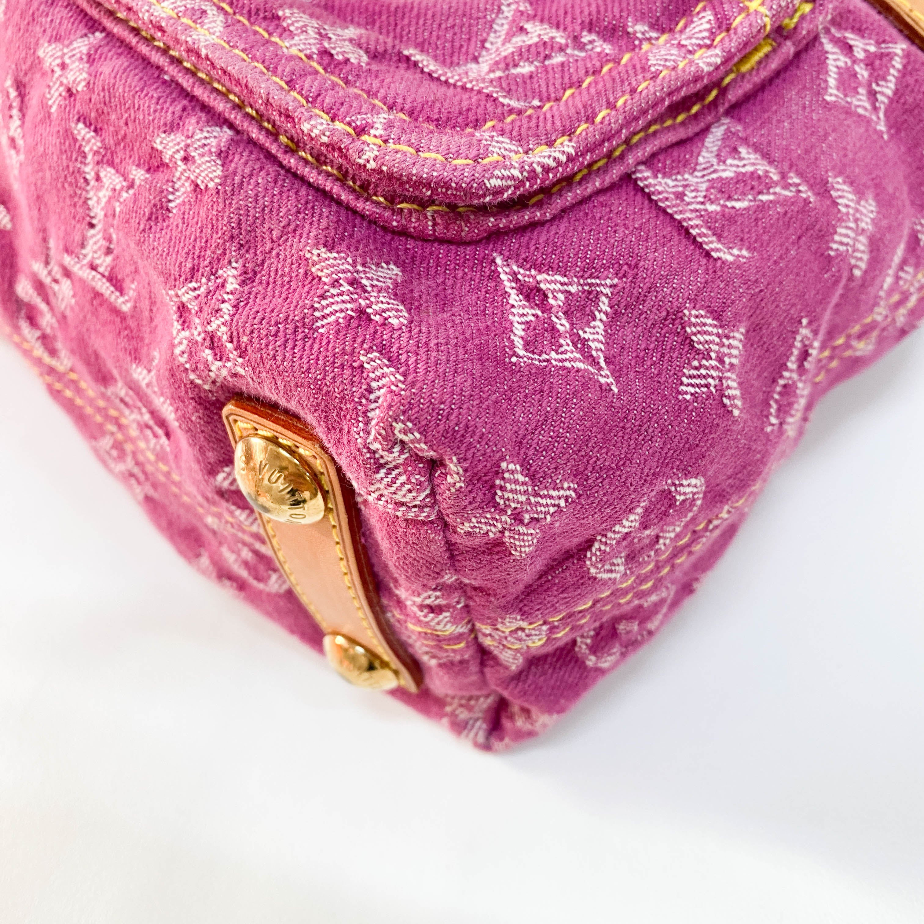 Baggy Monogram Pink Denim Shoulder Bag