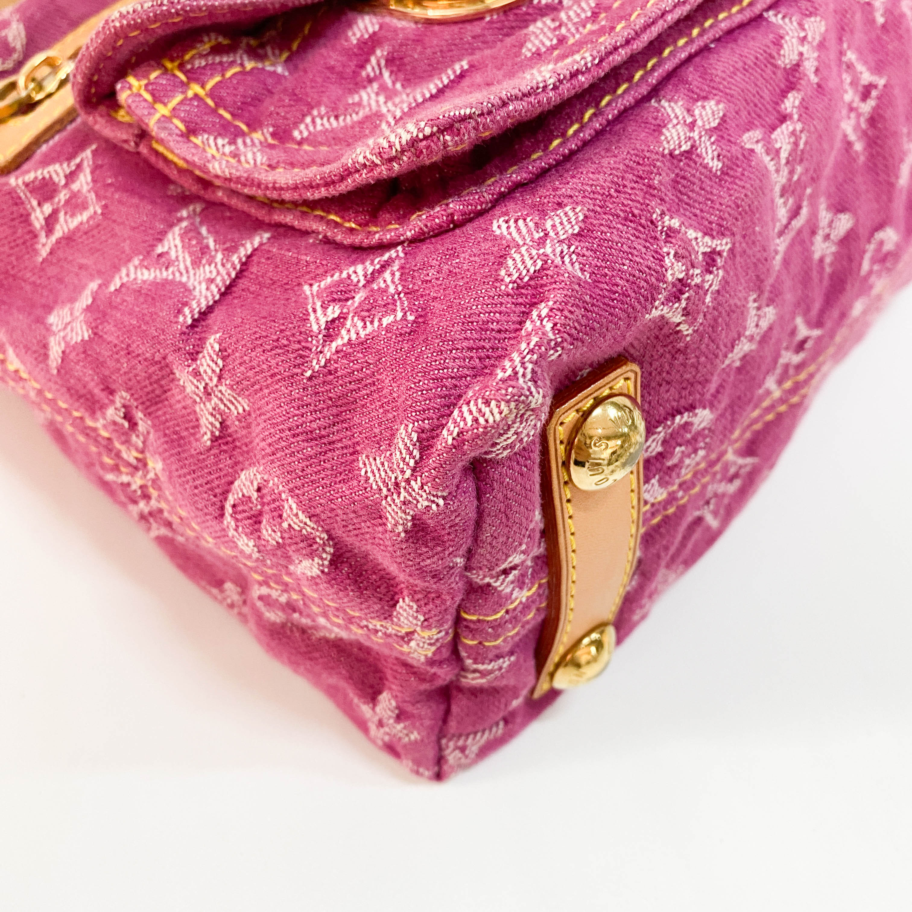 Baggy Monogram Pink Denim Shoulder Bag