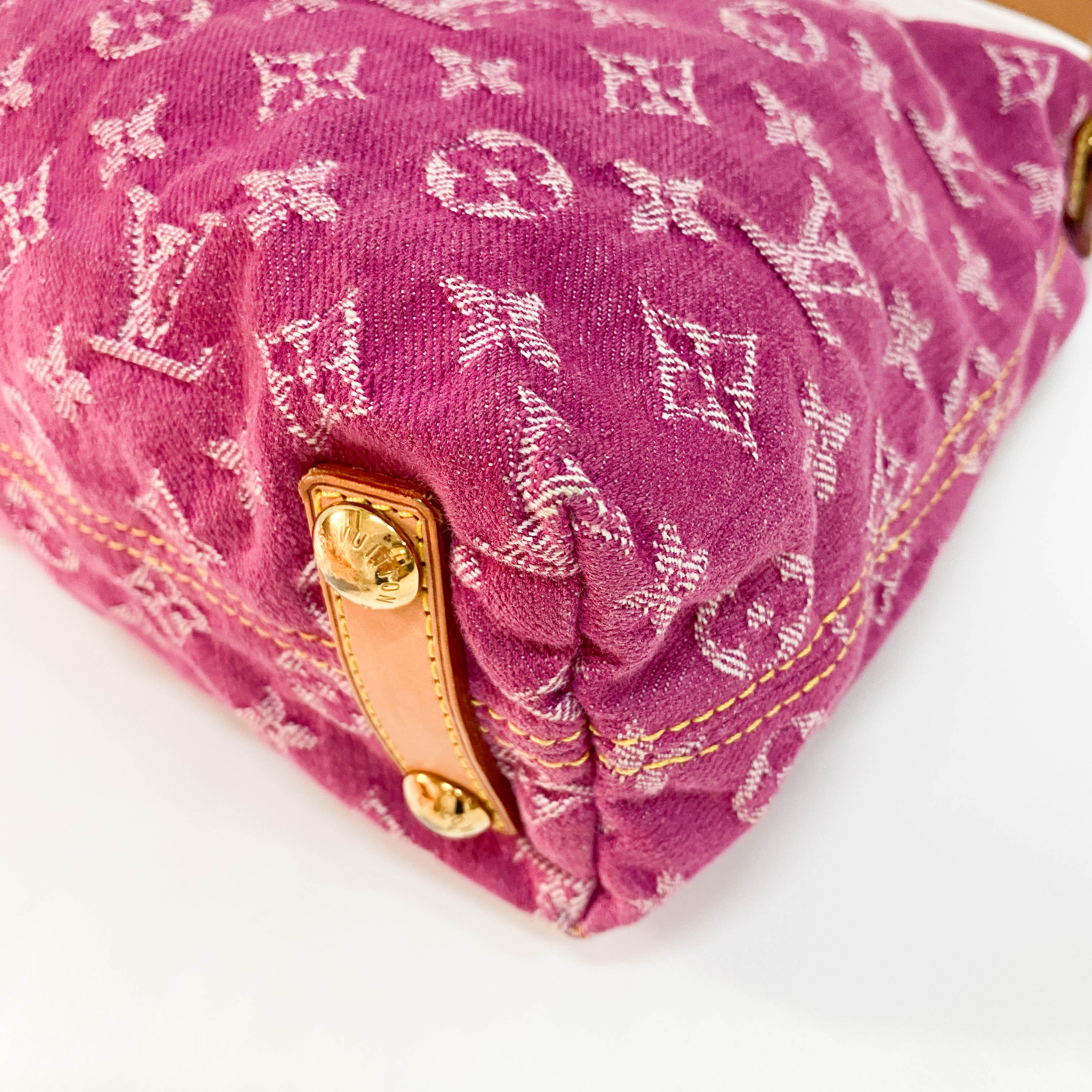 Baggy Monogram Pink Denim Shoulder Bag