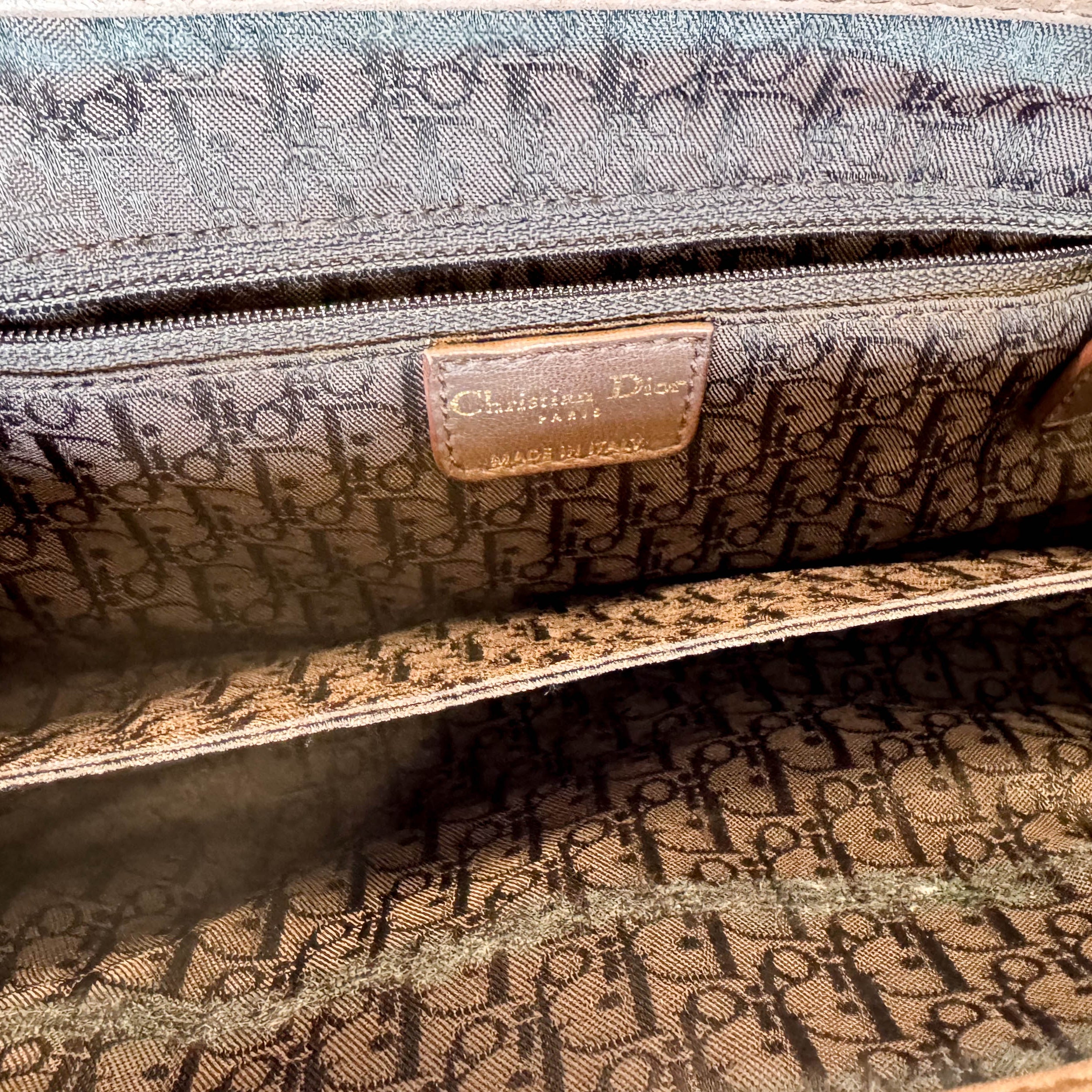 Vintage Dior Brown Leather Top Handle Bag