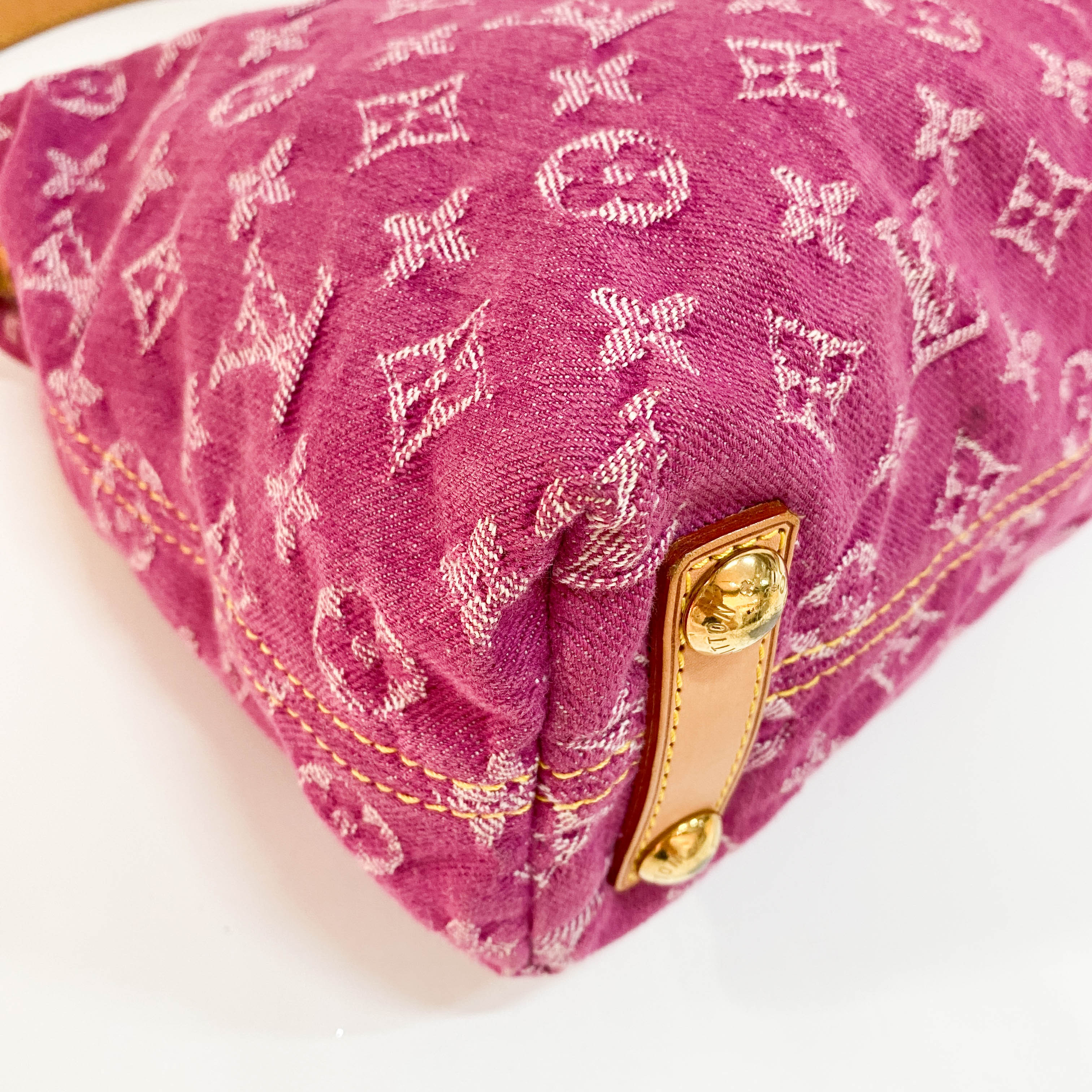 Baggy Monogram Pink Denim Shoulder Bag