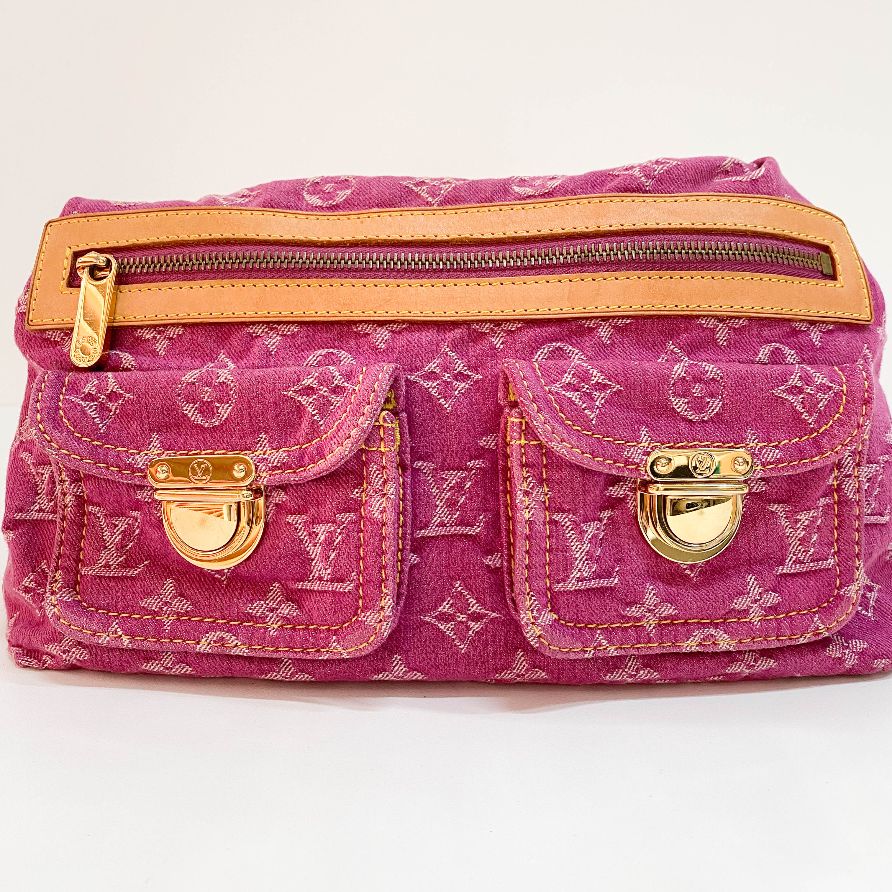 Baggy Monogram Pink Denim Shoulder Bag