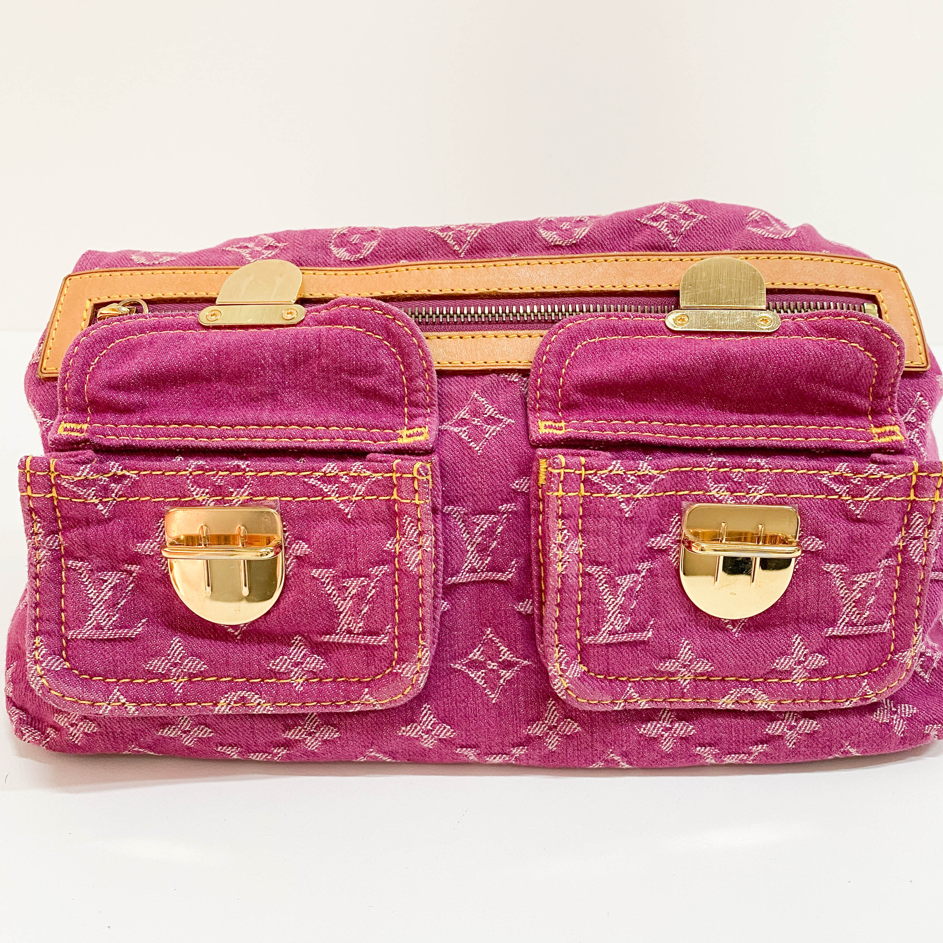 Baggy Monogram Pink Denim Shoulder Bag