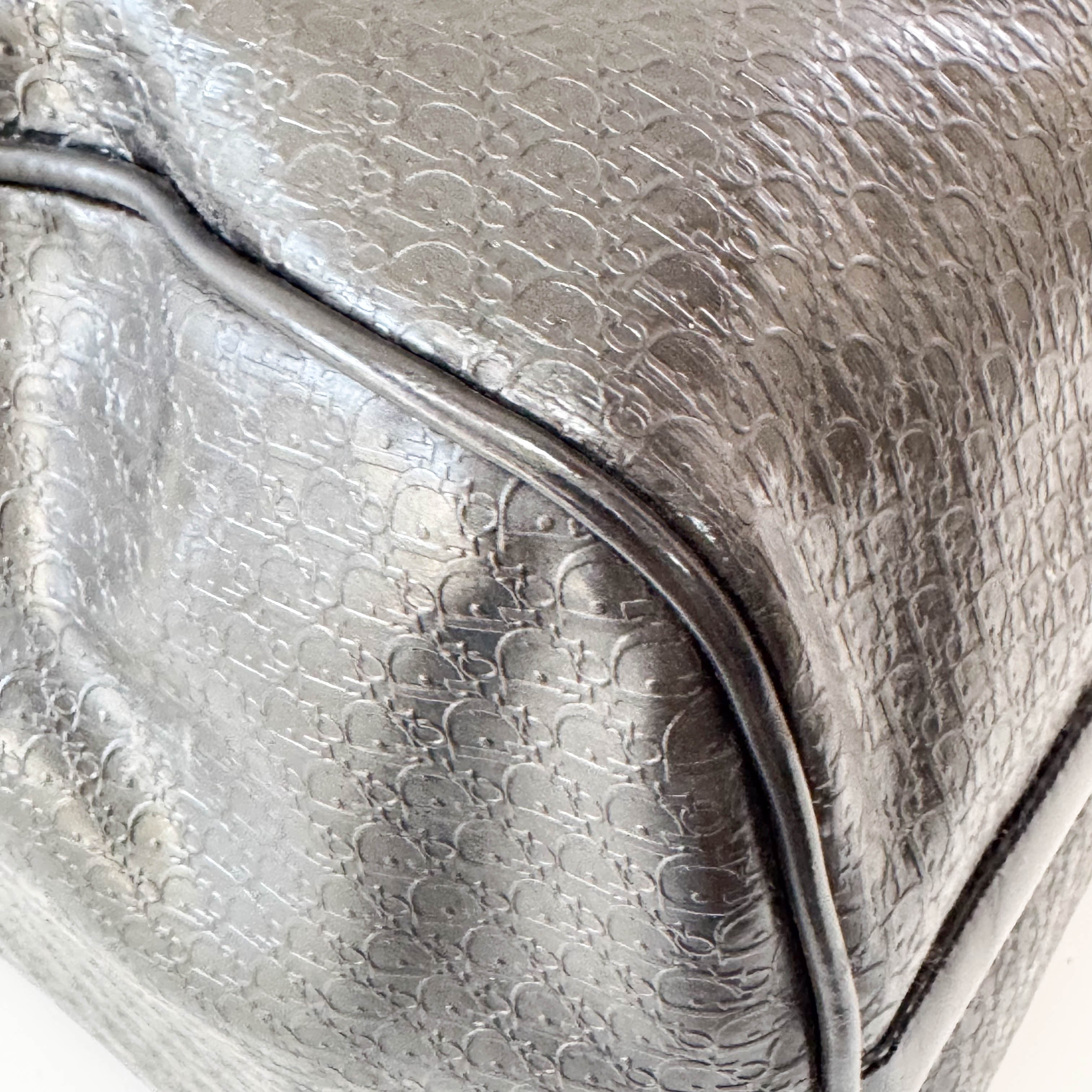 Embossed Trotter Black Leather Boston Bowling Bag