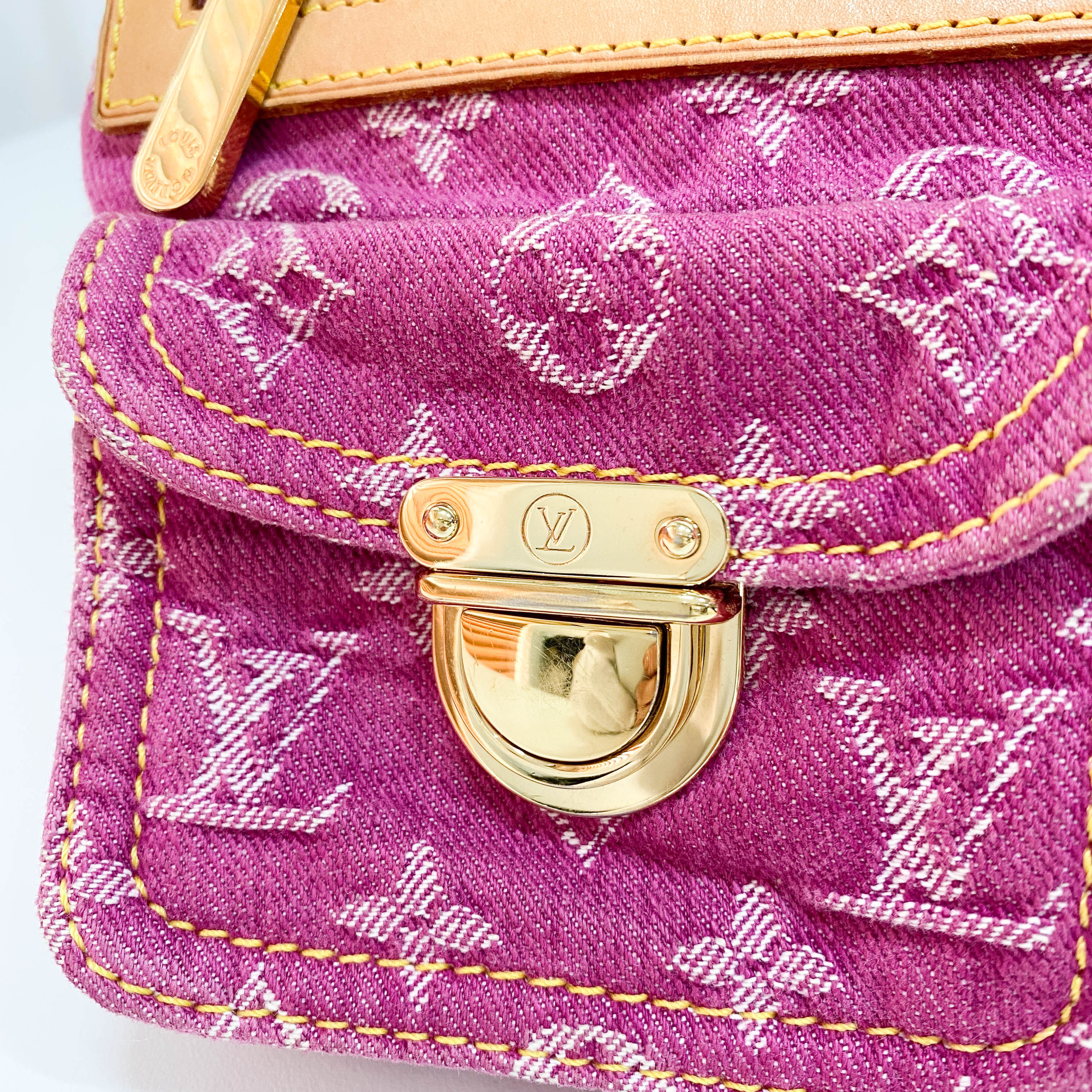 Baggy Monogram Pink Denim Shoulder Bag
