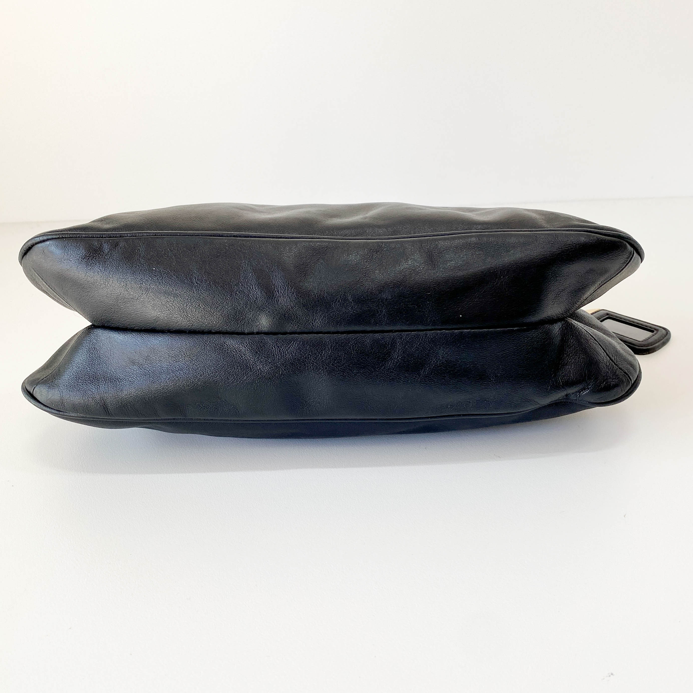 Black Leather Hobo Shoulder Bag