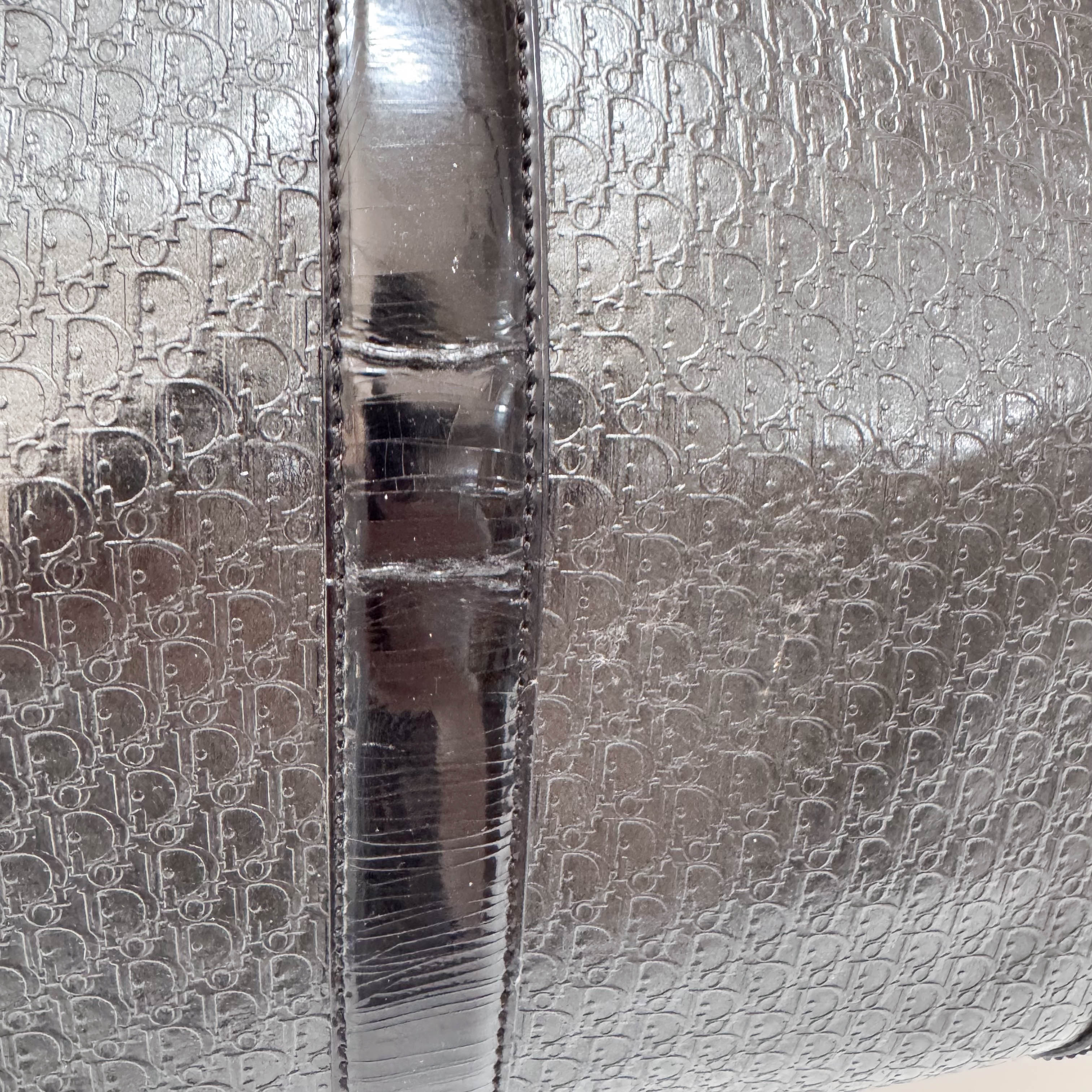 Embossed Trotter Black Leather Boston Bowling Bag