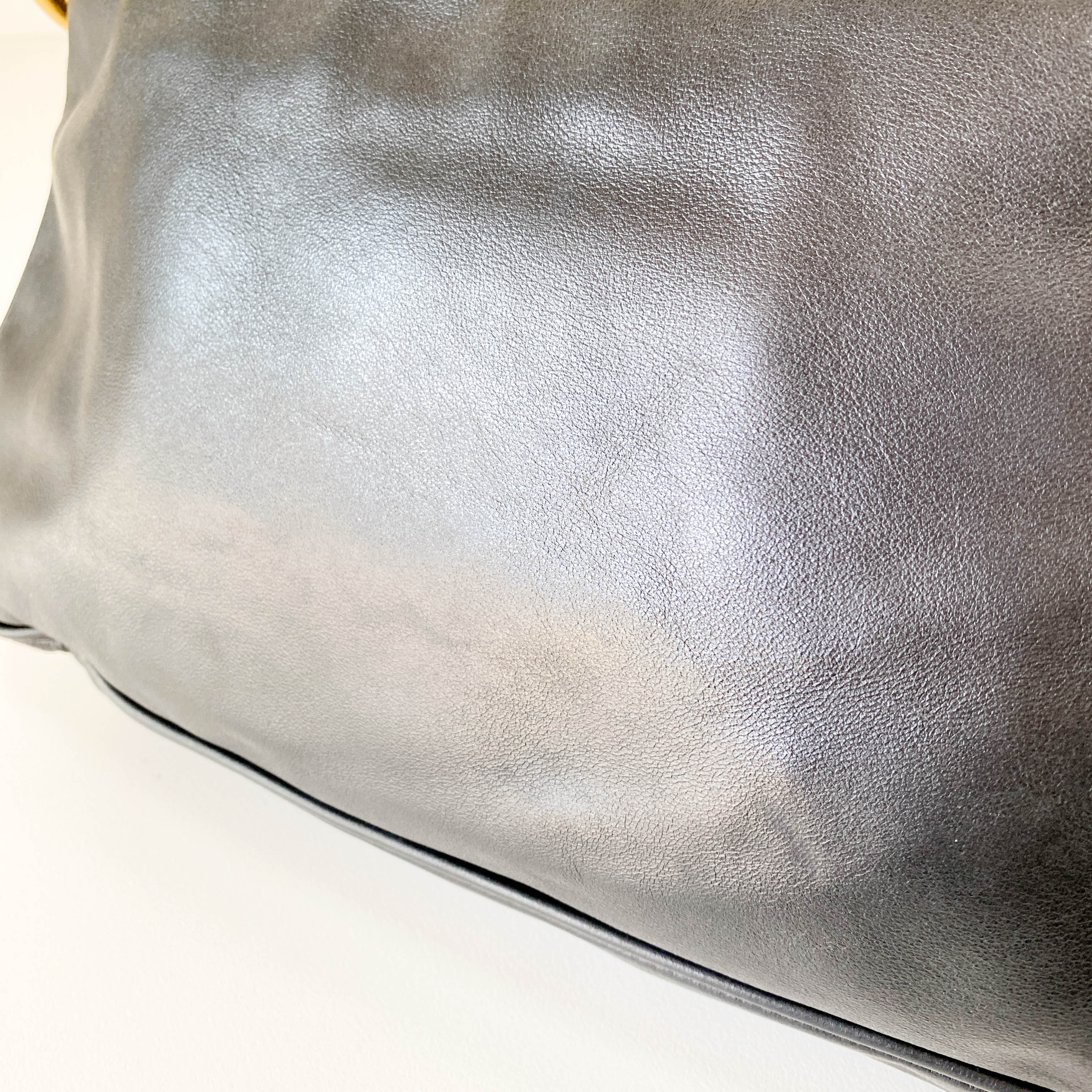 Black Leather Hobo Shoulder Bag