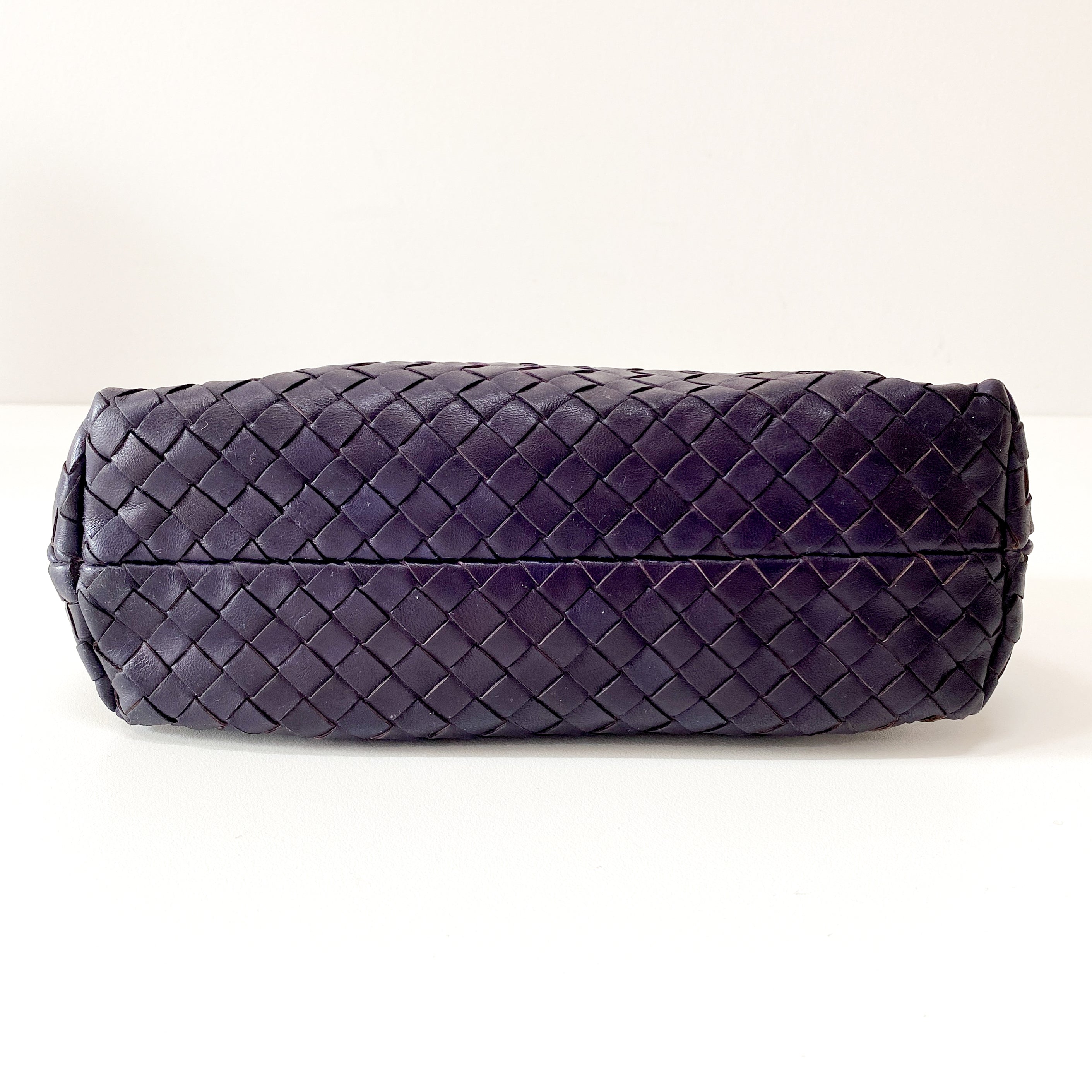 Intrecciato Purple Leather Shoulder Bag