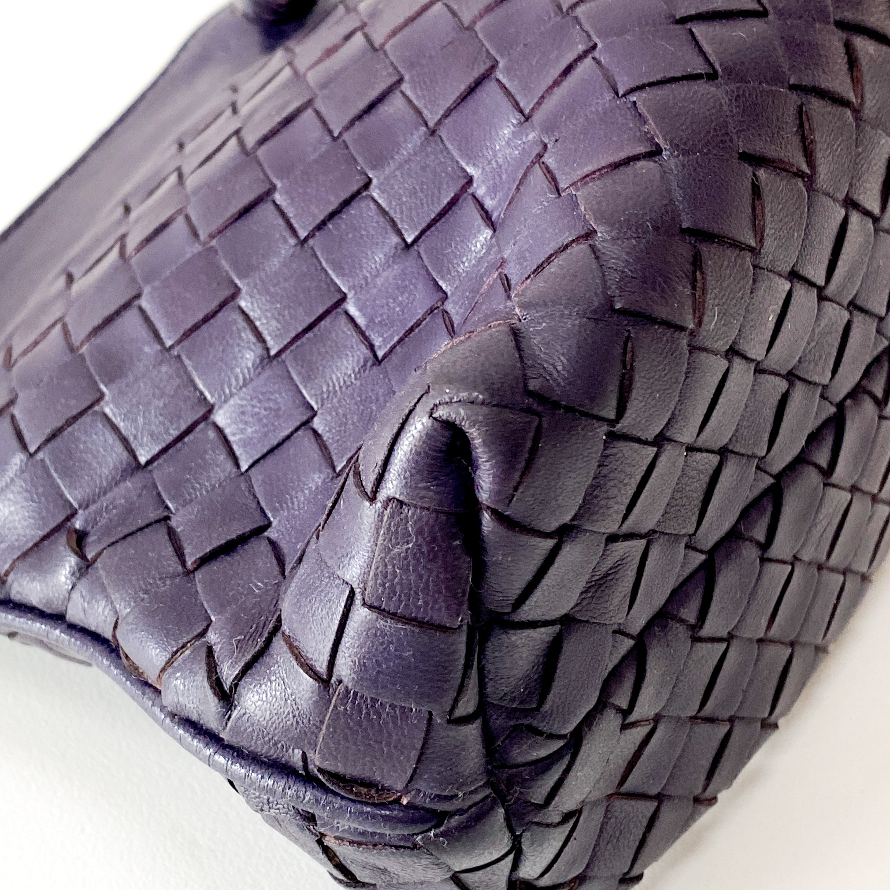 Intrecciato Purple Leather Shoulder Bag