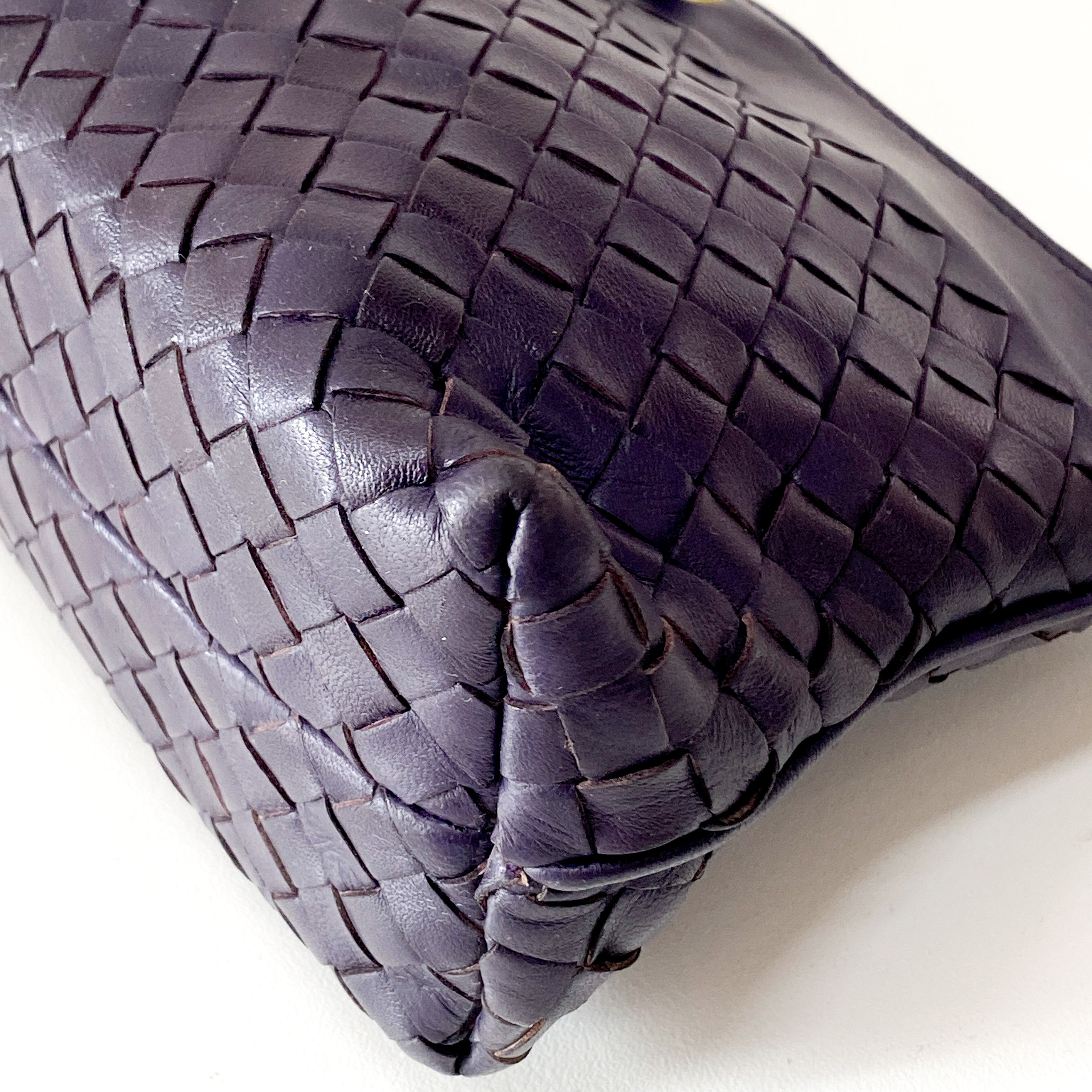 Intrecciato Purple Leather Shoulder Bag