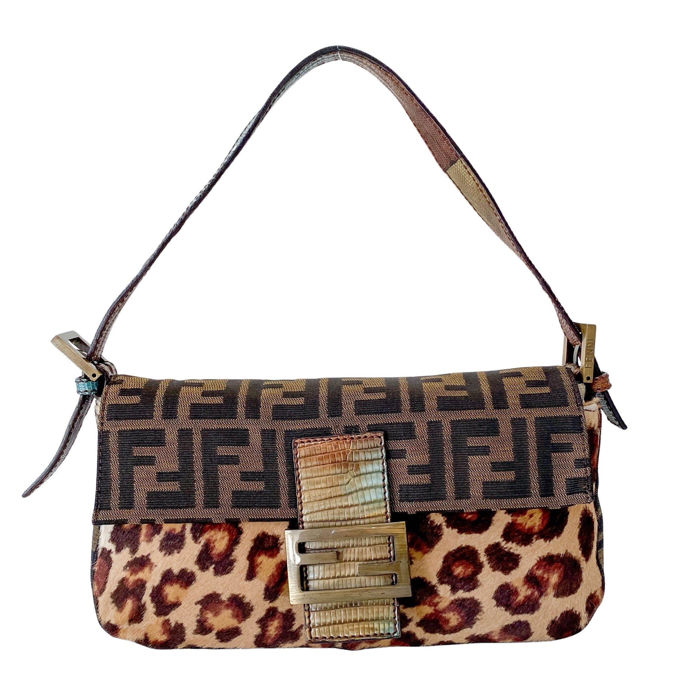 Baguette Brown Zucca Canvas/Ponyhair Shoulder Bag