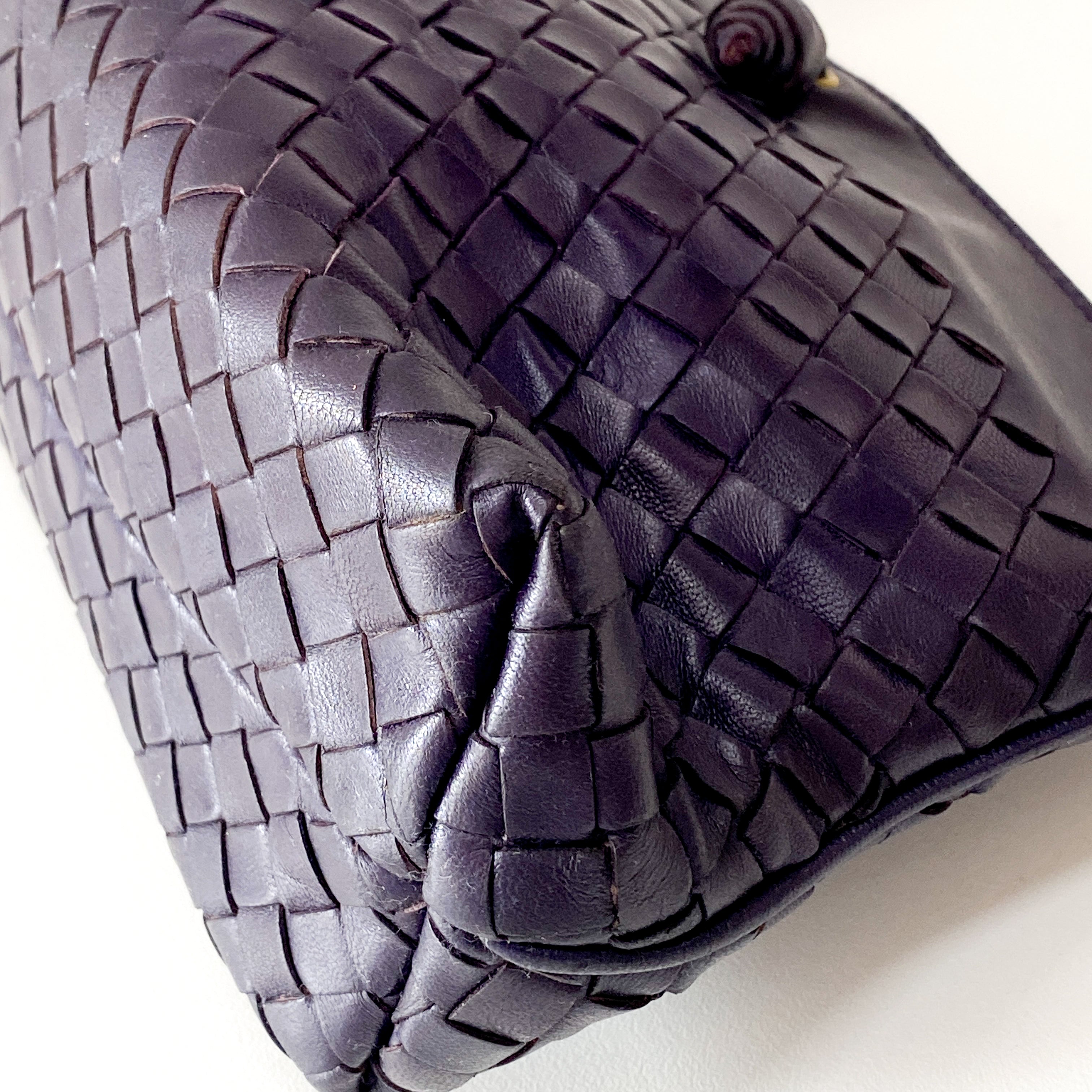 Intrecciato Purple Leather Shoulder Bag