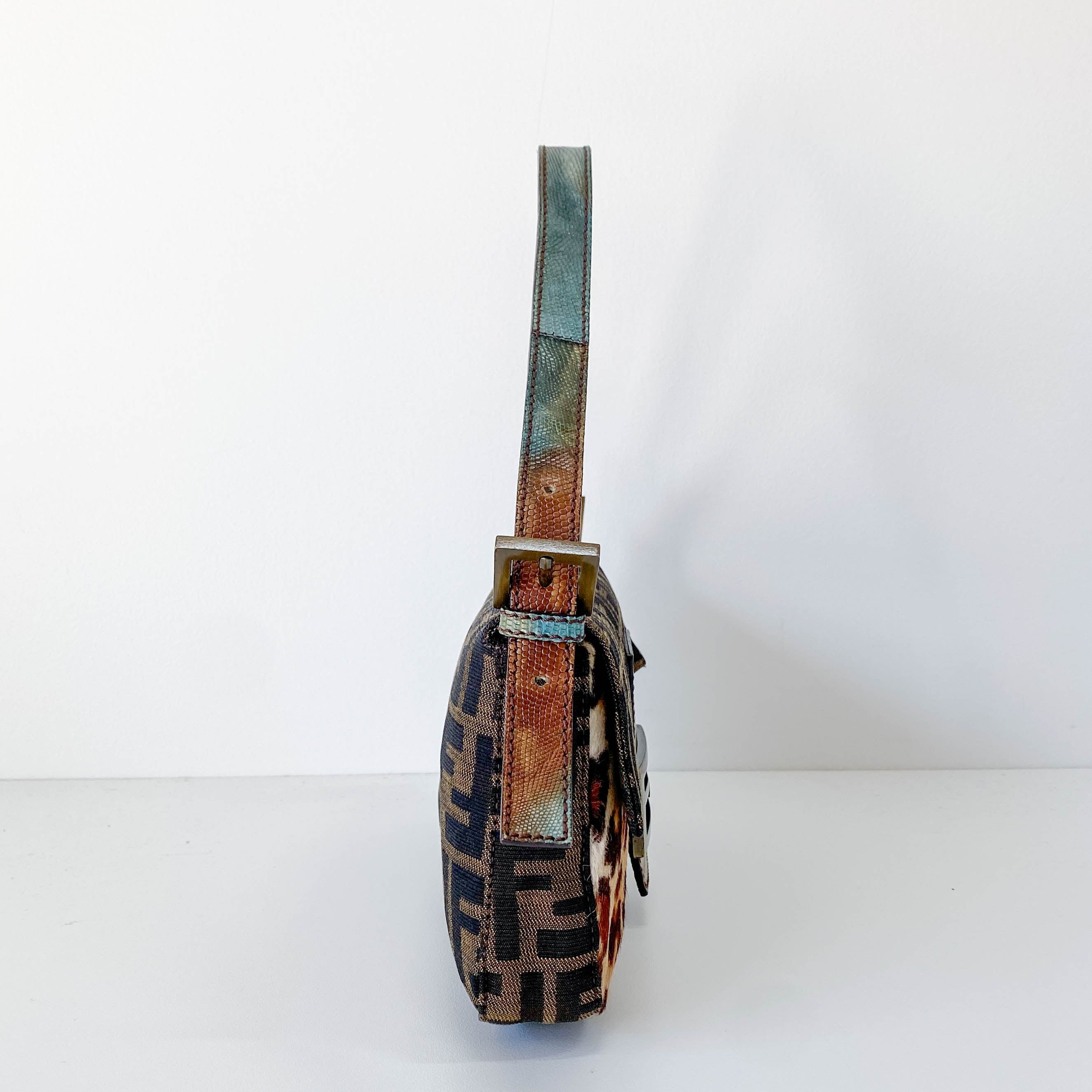 Baguette Brown Zucca Canvas/Ponyhair Shoulder Bag