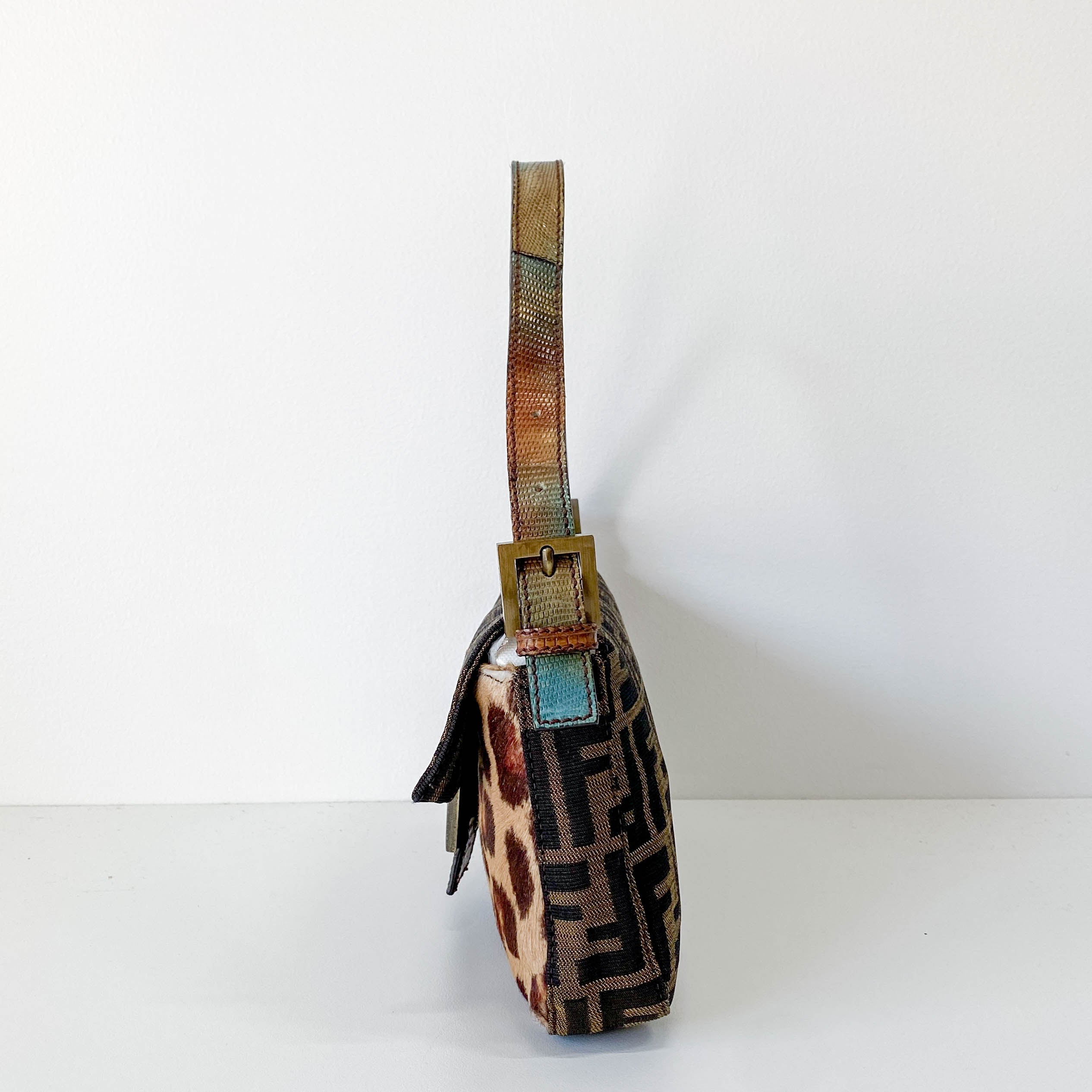 Baguette Brown Zucca Canvas/Ponyhair Shoulder Bag