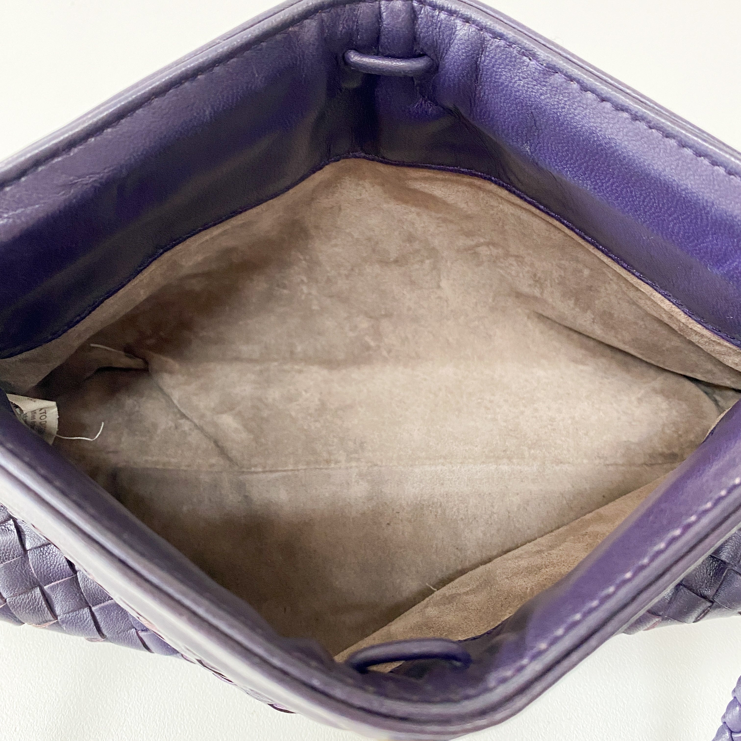 Intrecciato Purple Leather Shoulder Bag