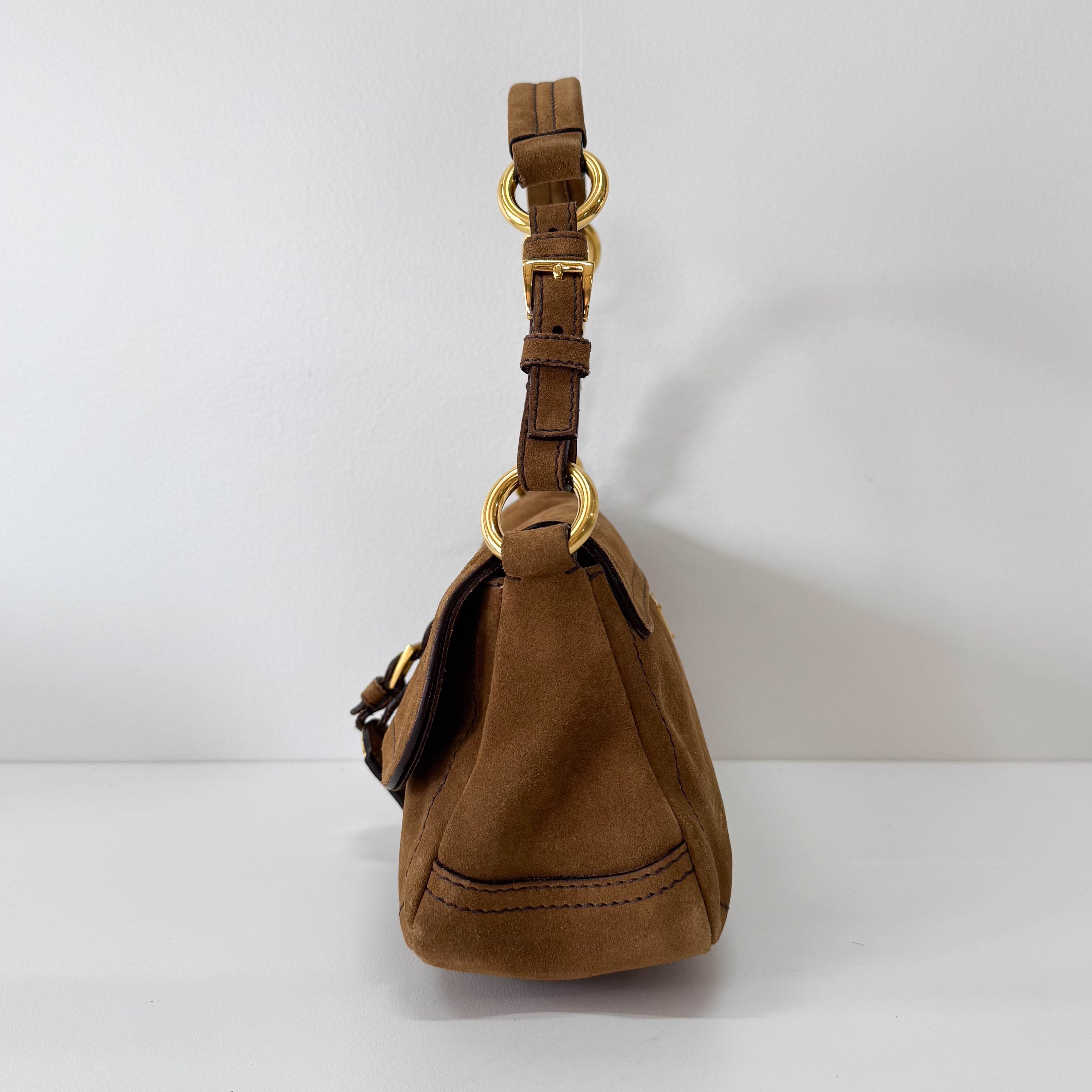 Brown Suede Shoulder Bag
