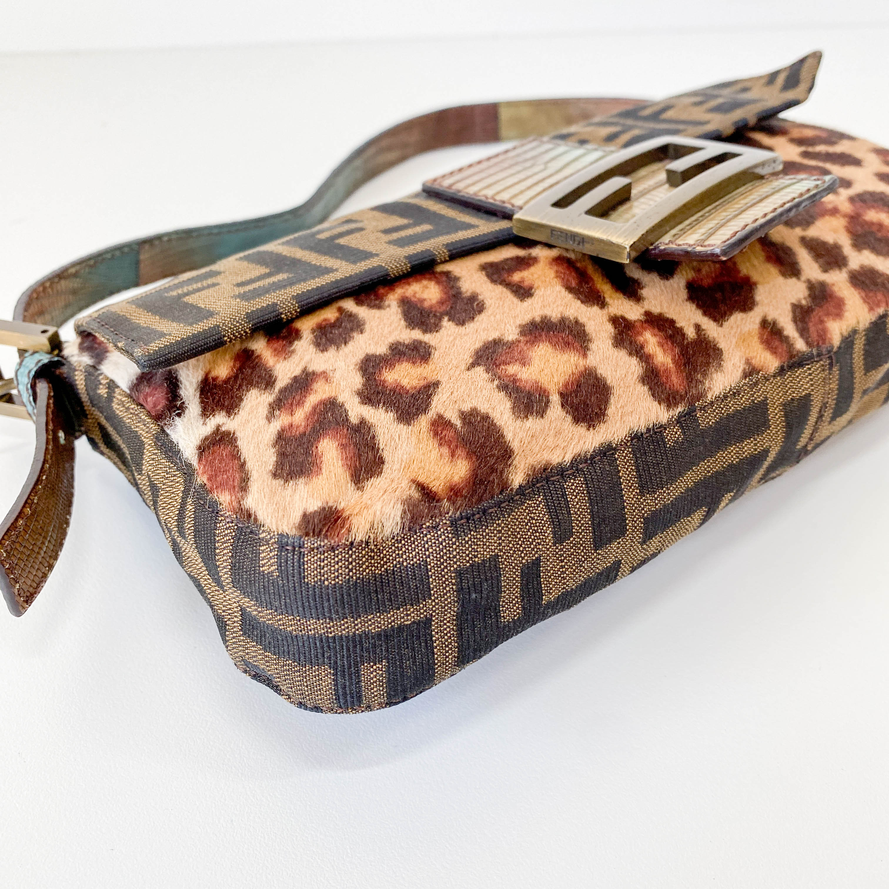 Baguette Brown Zucca Canvas/Ponyhair Shoulder Bag