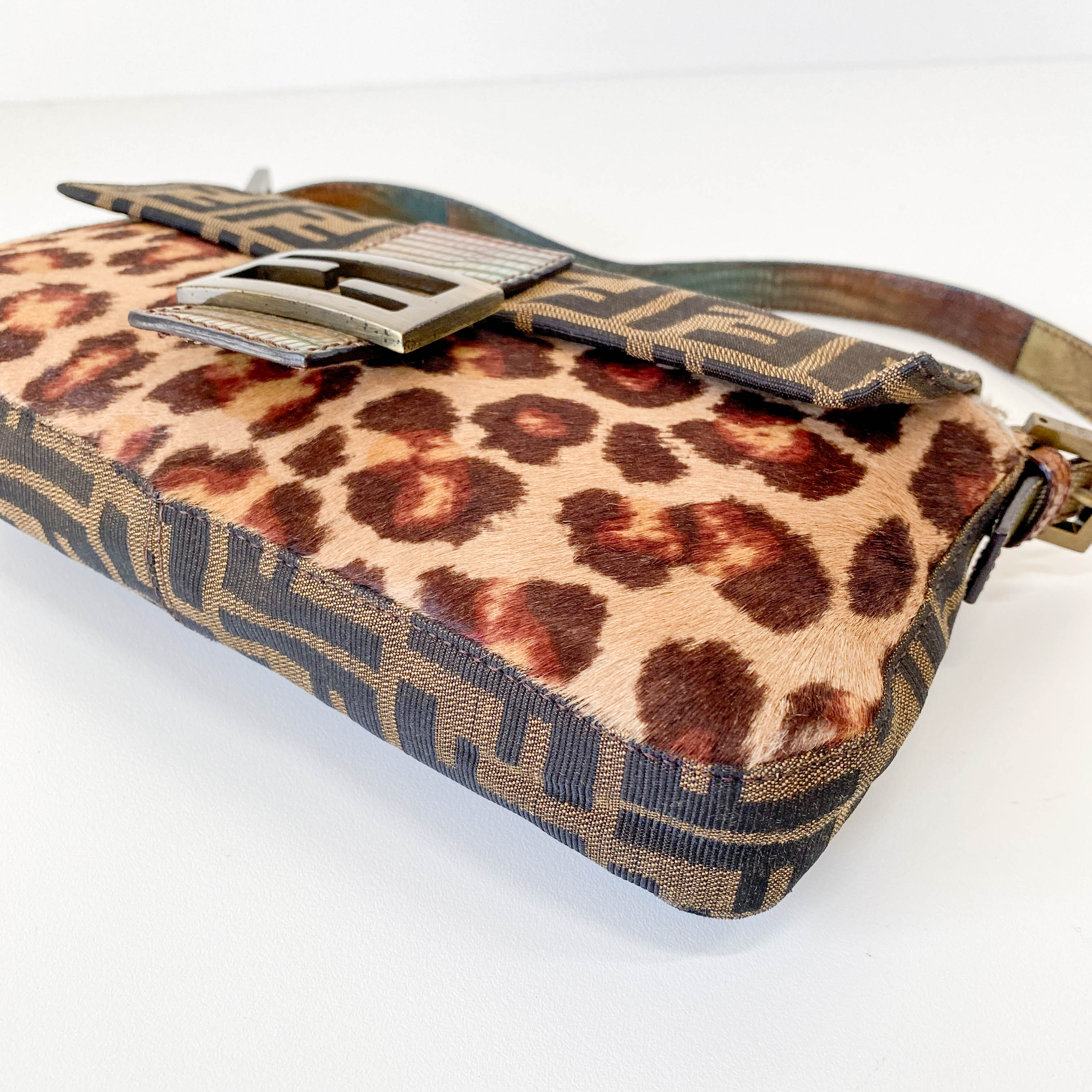 Baguette Brown Zucca Canvas/Ponyhair Shoulder Bag