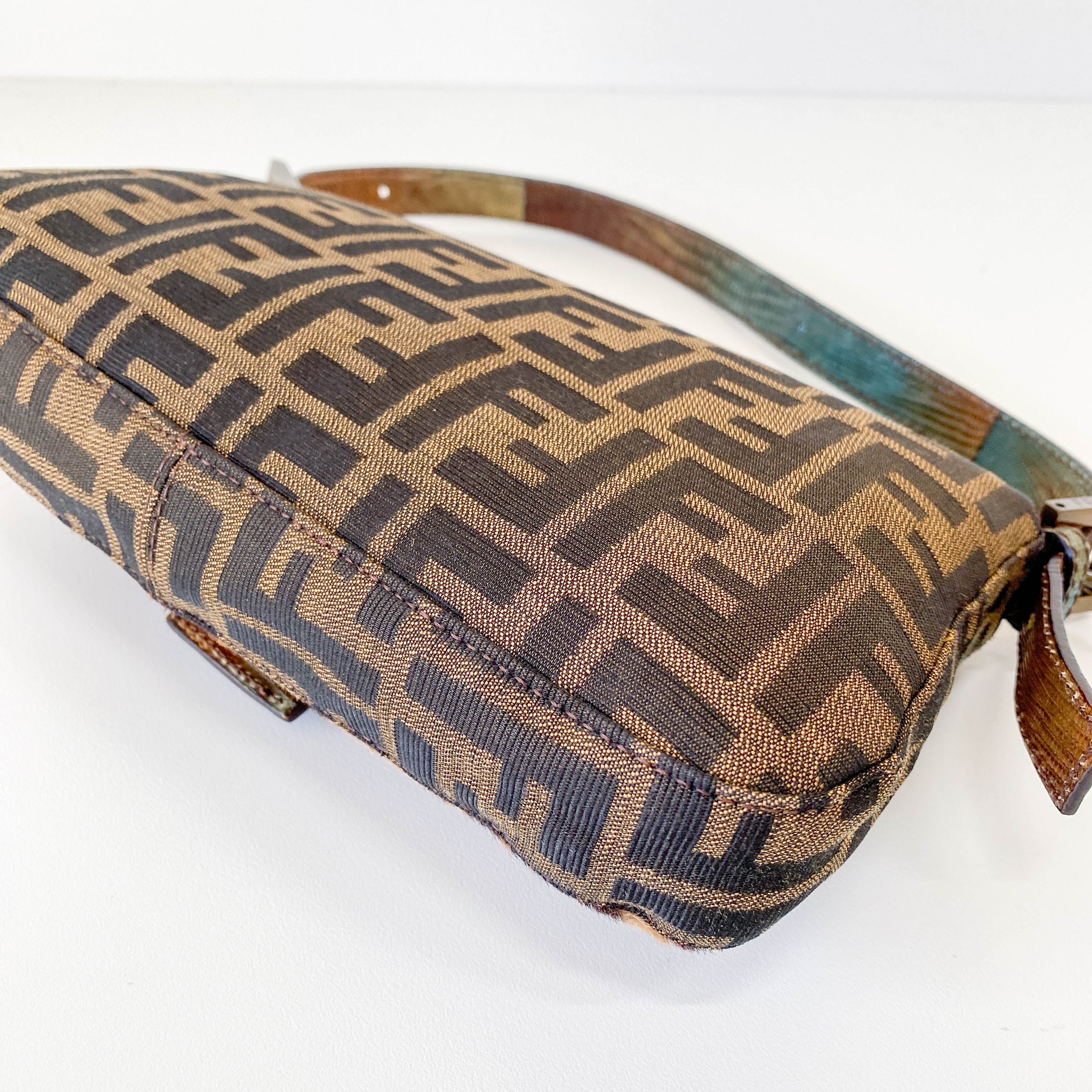 Baguette Brown Zucca Canvas/Ponyhair Shoulder Bag