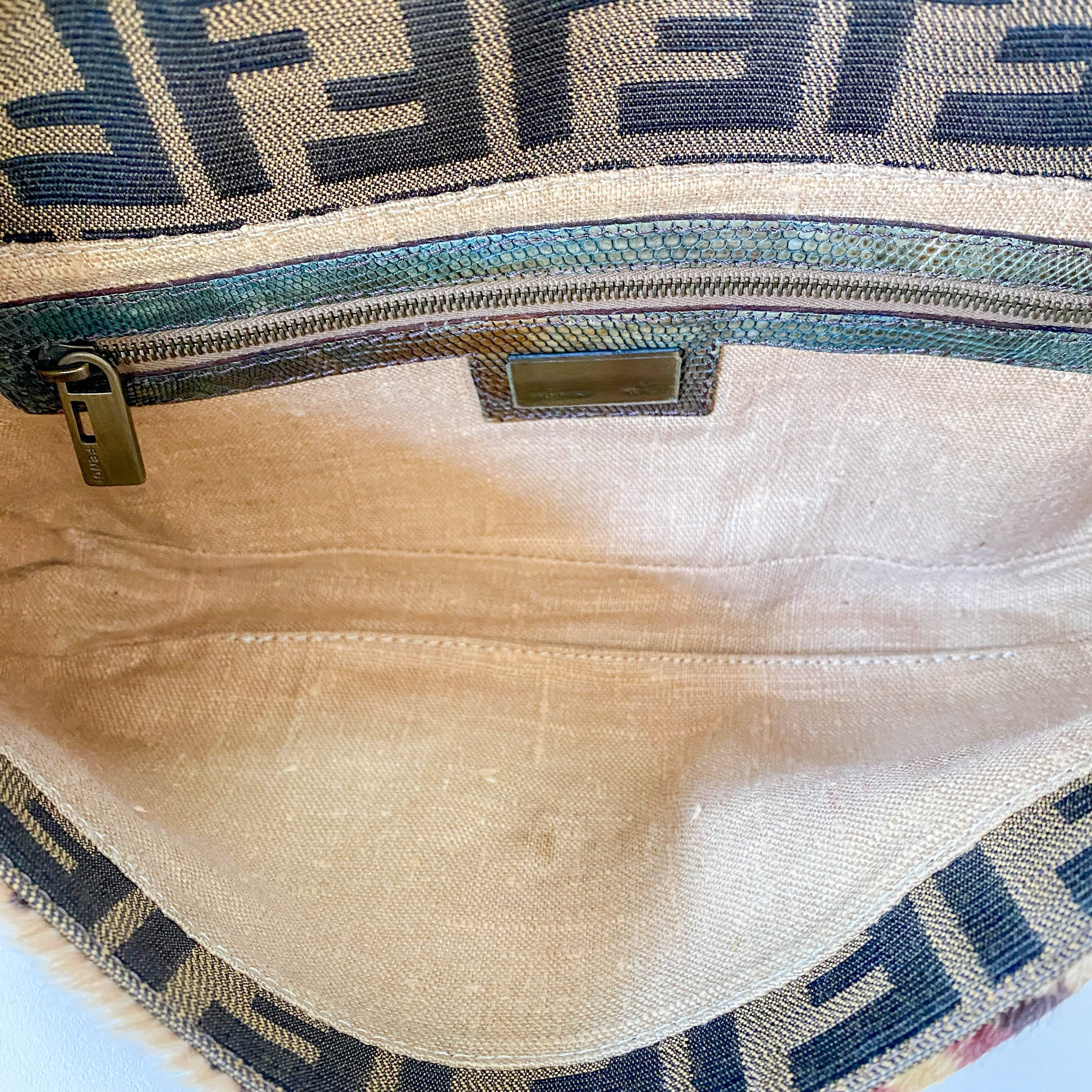 Baguette Brown Zucca Canvas/Ponyhair Shoulder Bag