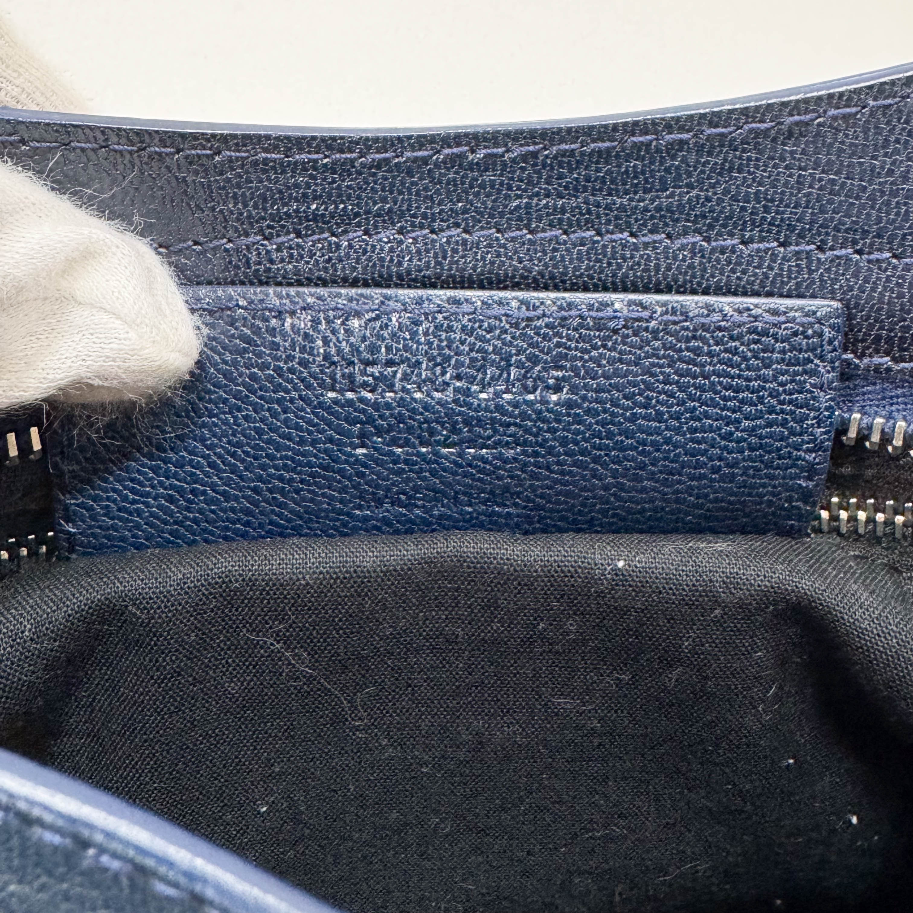 The City Navy Pony Hair & Leather Two Way Bag