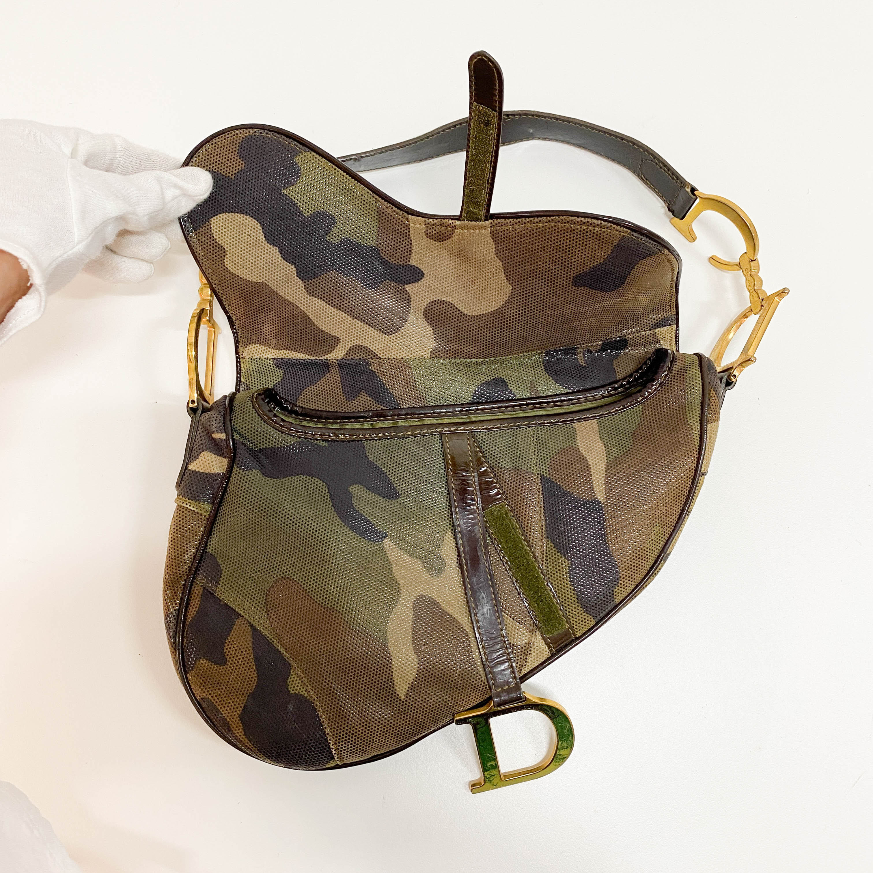 Cammo Leather Saddle Bag
