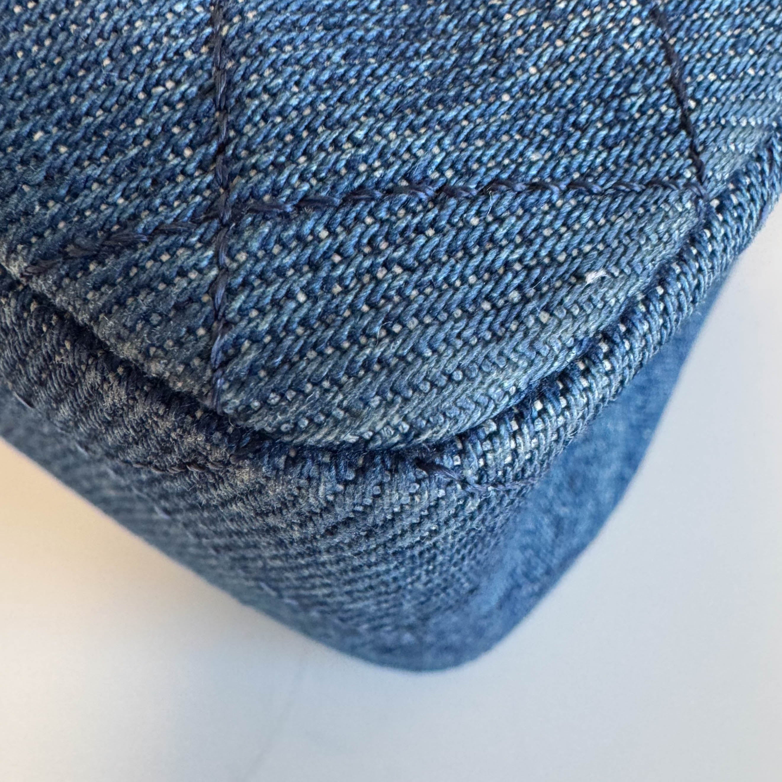 Timeless Classic Double Flap Navy Denim Chain Shoulder Bag