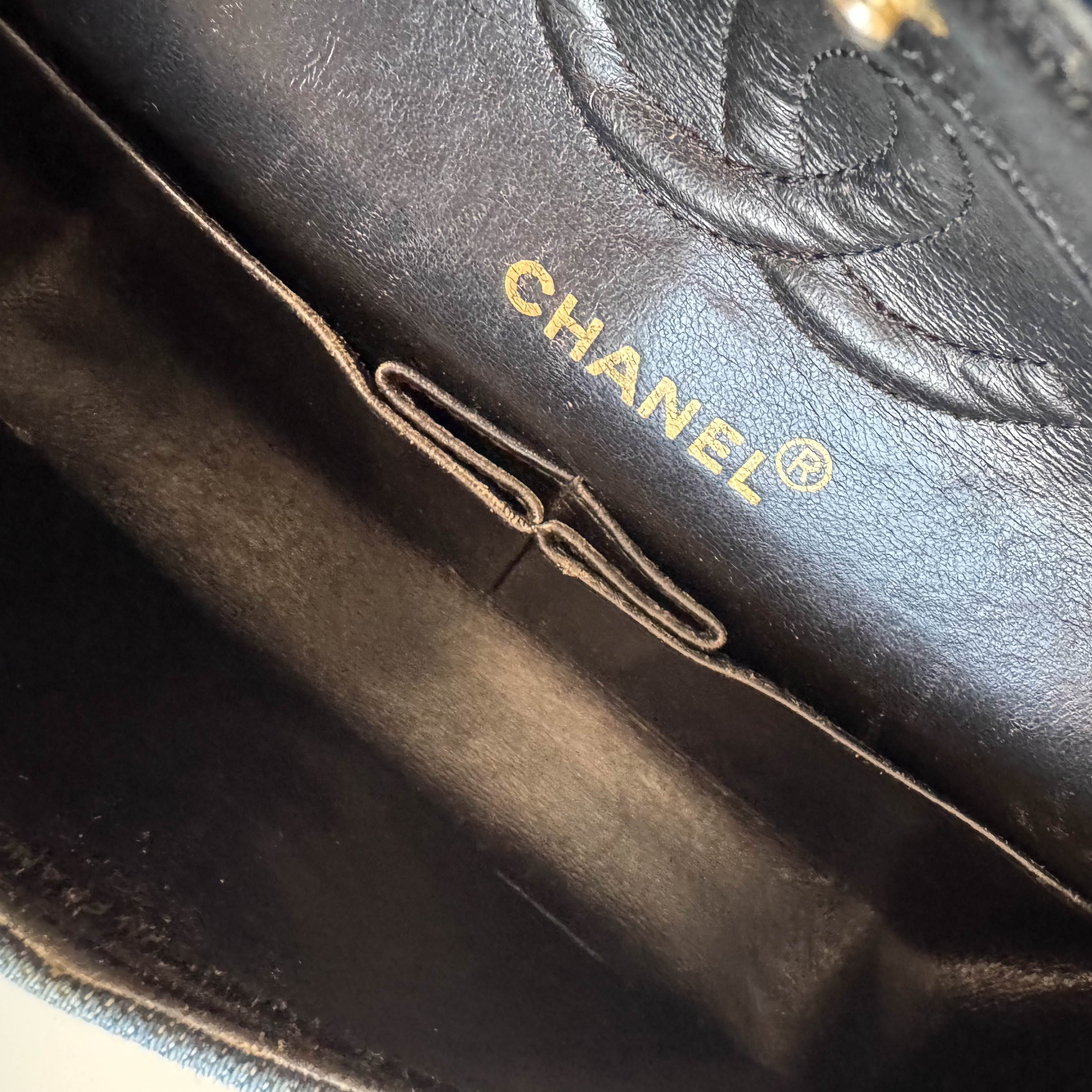 Timeless Classic Double Flap Navy Denim Chain Shoulder Bag