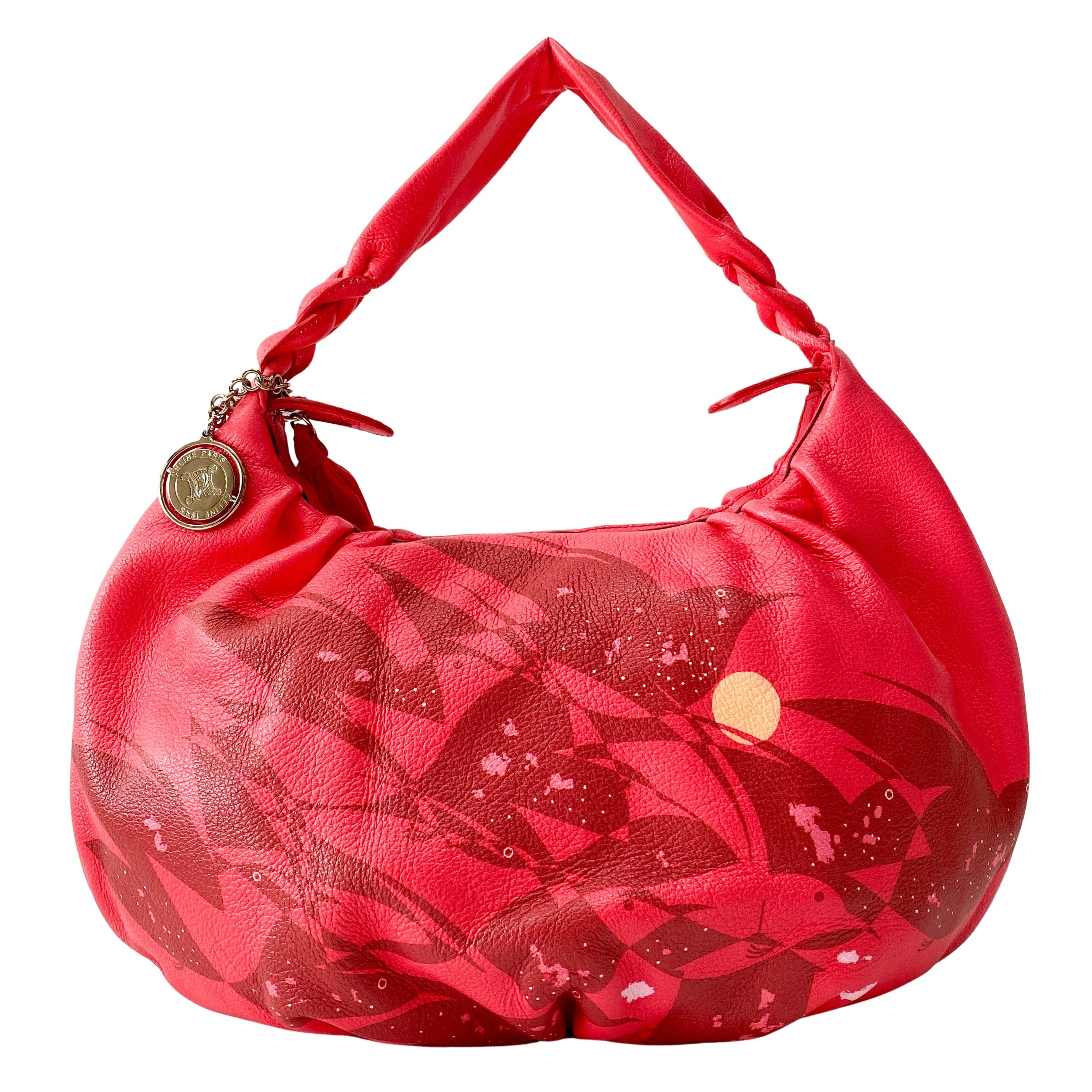 Pink Leather One Shoulder Hobo Bag