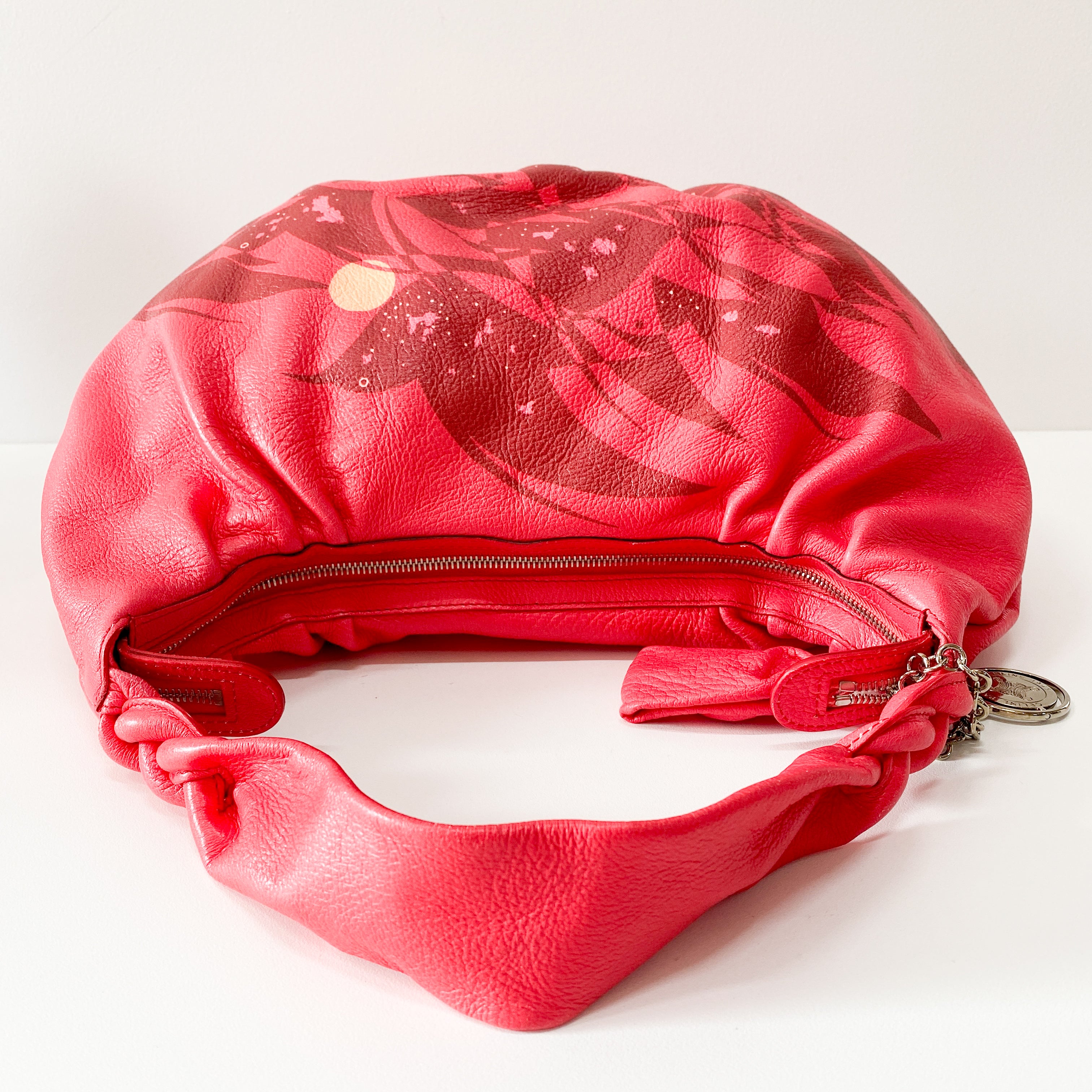 Pink Leather One Shoulder Hobo Bag