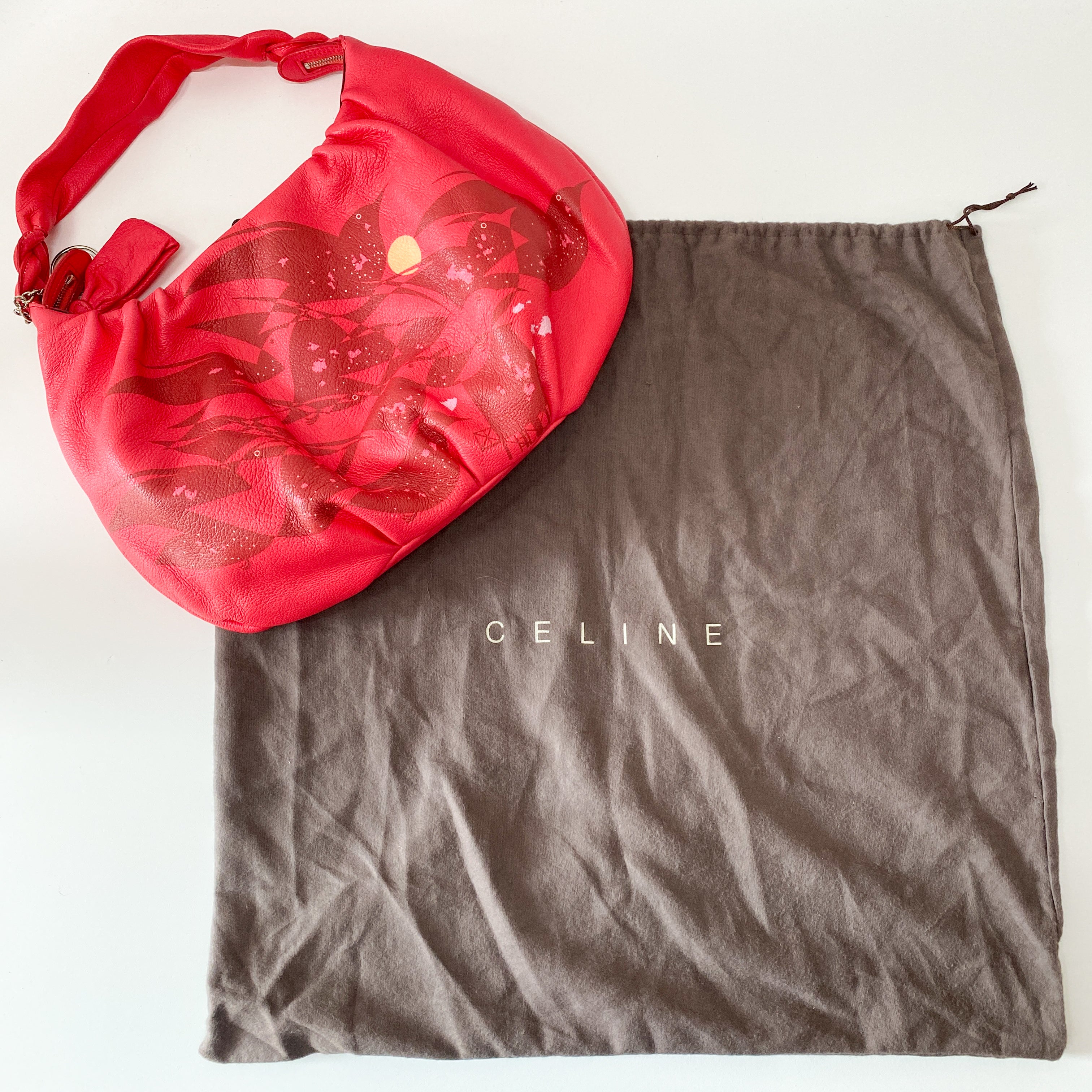 Pink Leather One Shoulder Hobo Bag