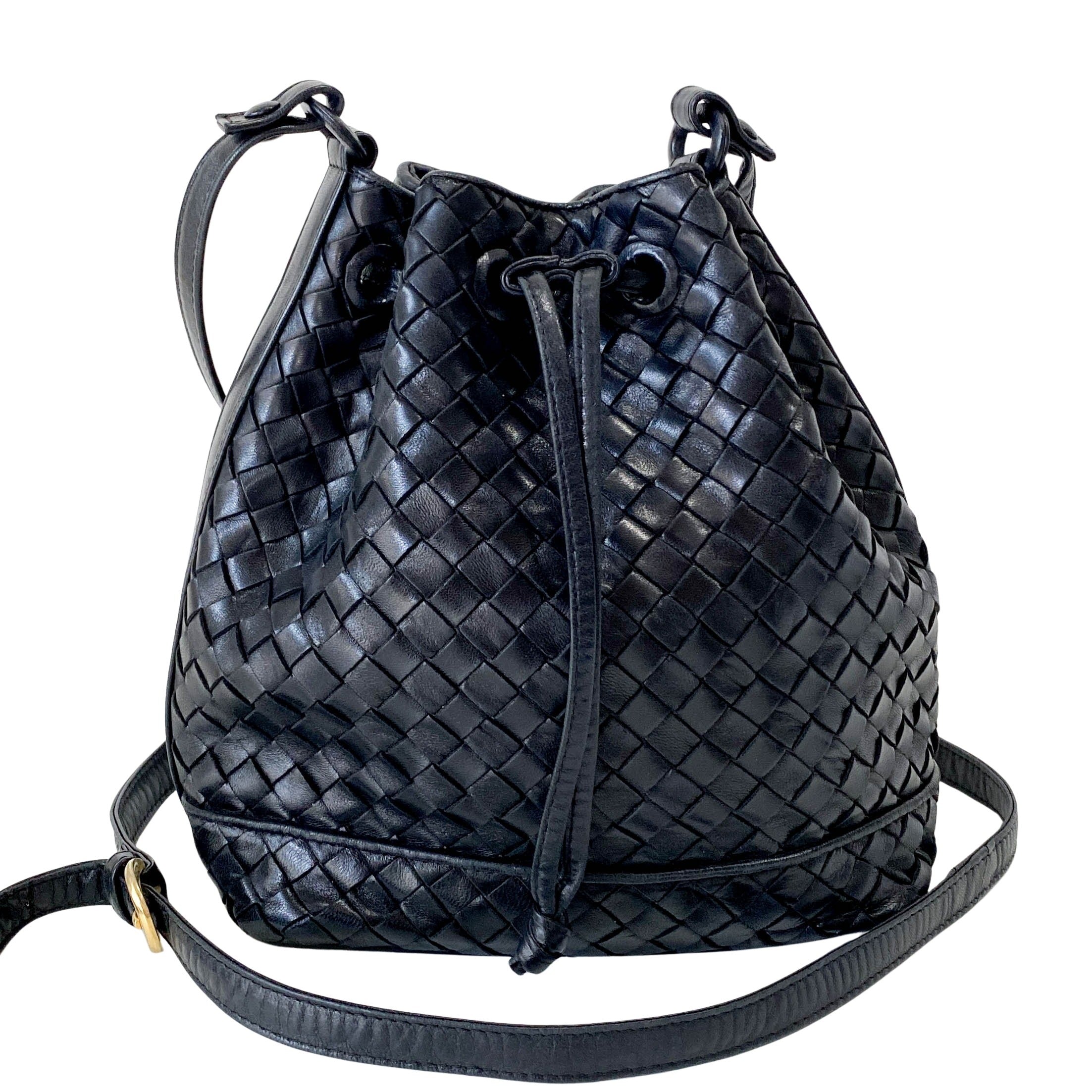 Intrecciato Black Bucket Bag